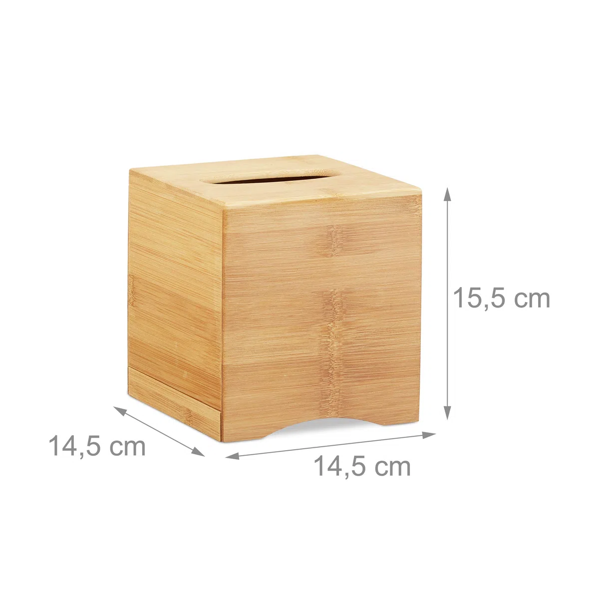 Relaxdays Portasalviette, Quadrato, Scatola Portafazzoletti, Portacosmetici in Bambù, HLP: 15,5x14,5x14,5 cm, Naturale