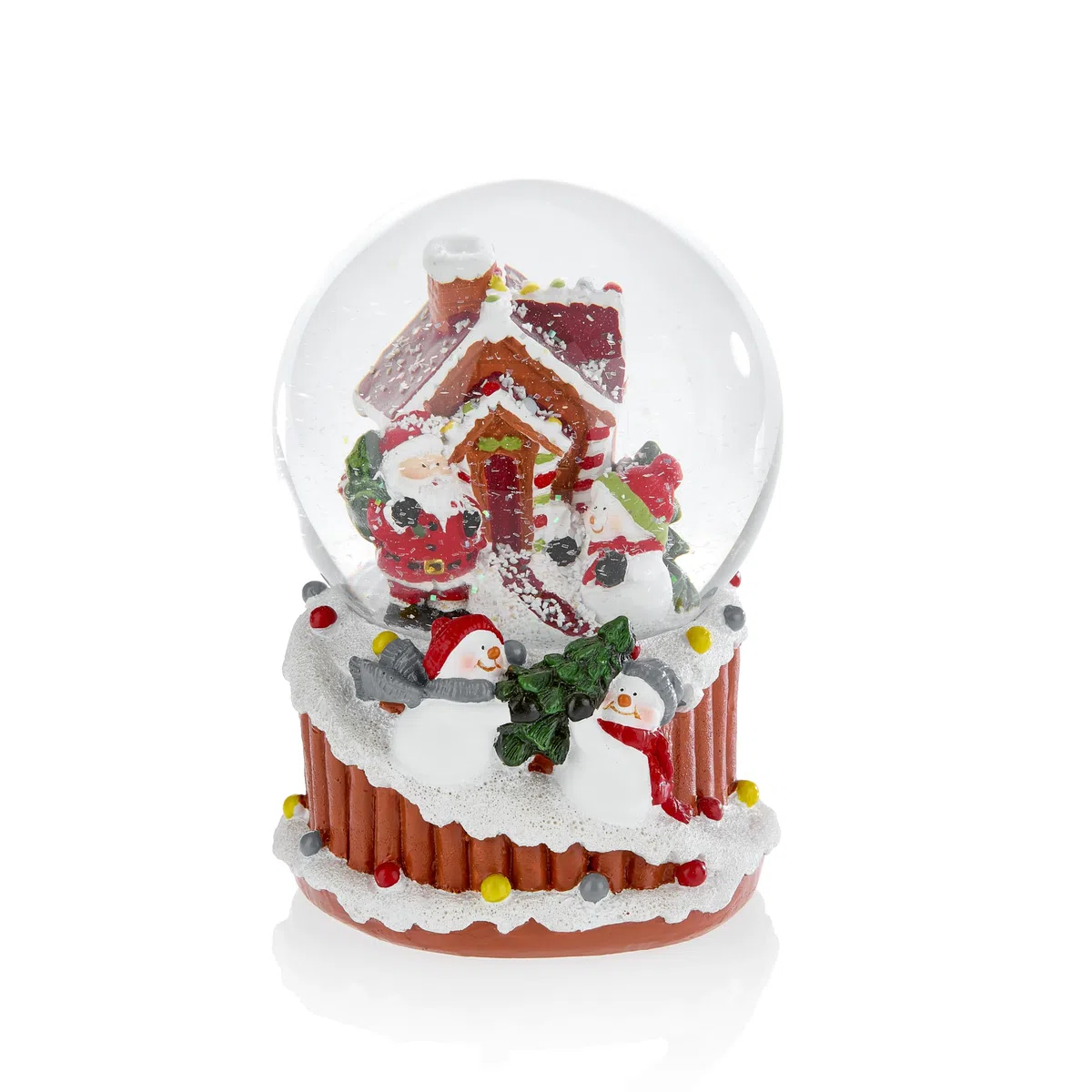Celebright Palla di neve musicale natalizia con 8 canzoni, tra cui campanellini e luci LED cangianti, grande, 14 cm (casa di pan di zenzero)