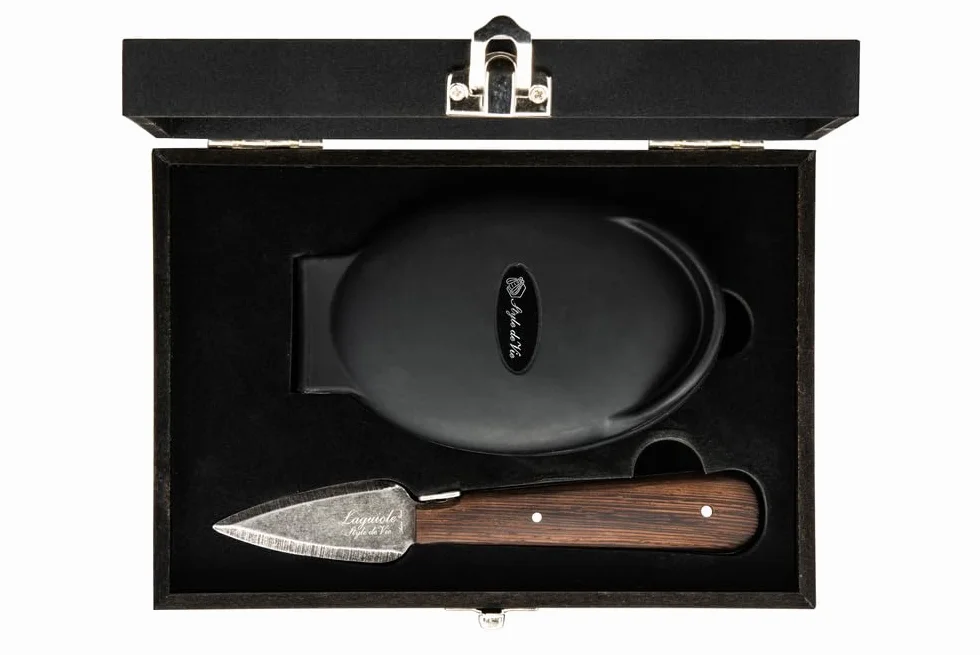 Laguiole Style de Vie - Coltello per ostrica in legno di quercia, Luxury Line, con porta ostriche