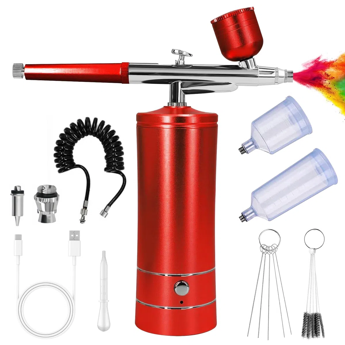 Set Aerografo con Compressore: Aerografo Multifunzione Portatile a Mano, Aerografo Ricaricabile per Design delle Unghie, Decorazione di Torte, Trucco, Modellazione Tatuaggi, Colorazione Modelli