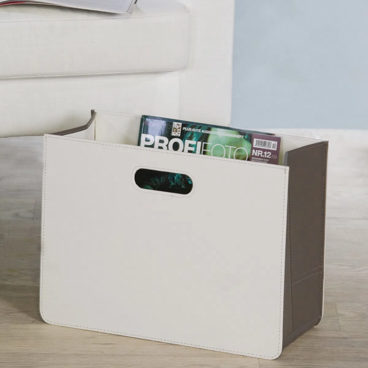 Casablanca Zeitungskorb weiß/grau H30cm B40cm T19cm 31839
