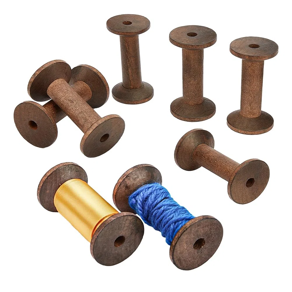 PH PandaHall 8pz Bobine di Legno Bobine da Cucito Rocchetto di Filo da Ricamo Vuoto Bobine di Tessitura di Filo per Macchine da Cucire da Ricamo Filo Filo Cavo Avvolgimento di Catena, 8x4.5cm