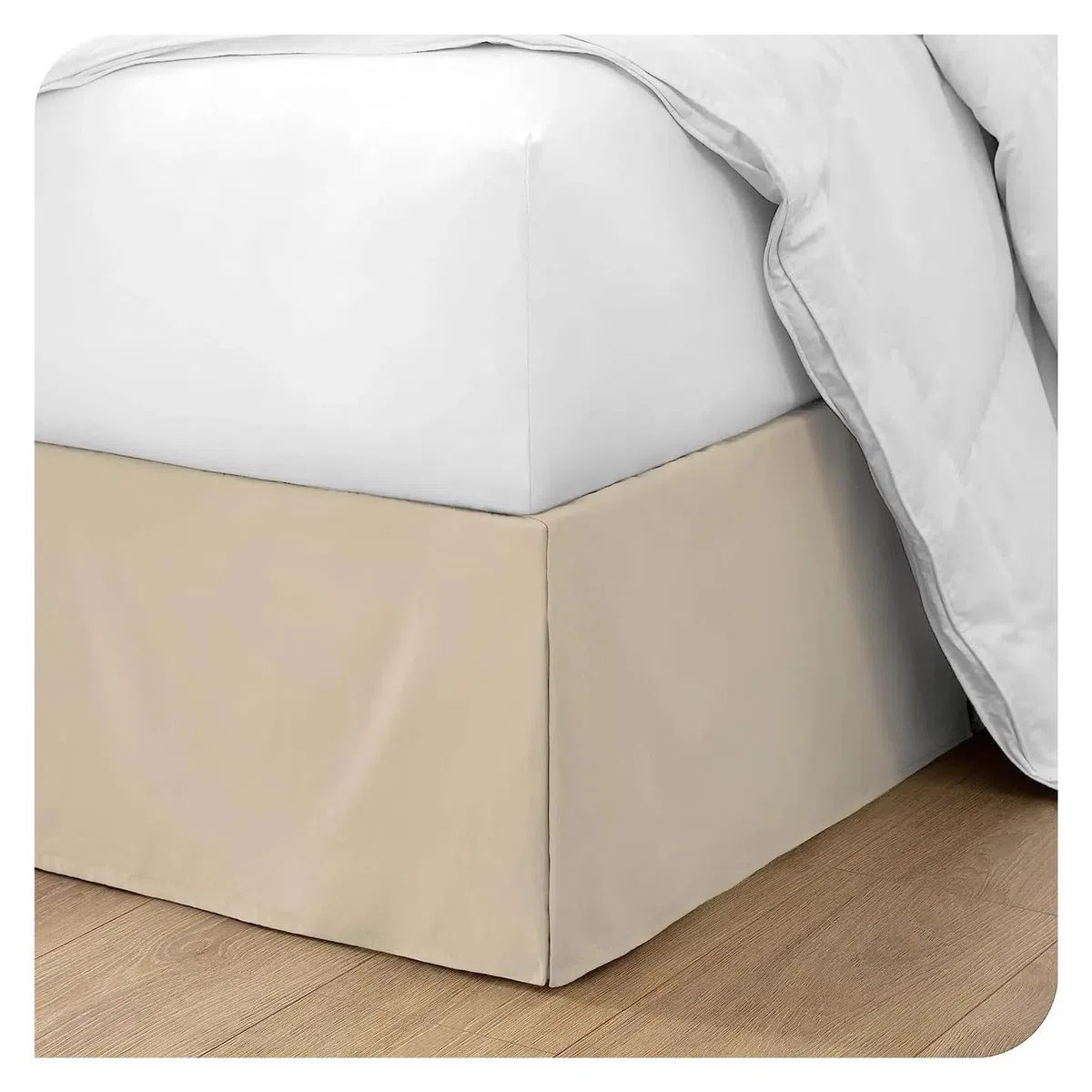 Gonna Letto Matrimoniale Gonna da Letto su Misura, Morbida e Confortevole, con Pieghe, in Tessuto Antipiega, Alta 15 Pollici(Beige,80x190x35 cm)