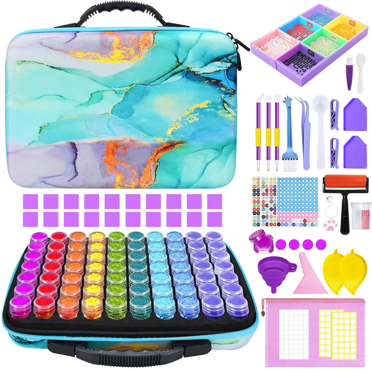 Diamond Painting Kit Completo,Diamond Painting Accessori,70 Slots Diamant Painting Accessori,Strumenti di Pittura Diamante,per Fai da Te,Gioielli,Artigianato d'Arte E Punto Croce
