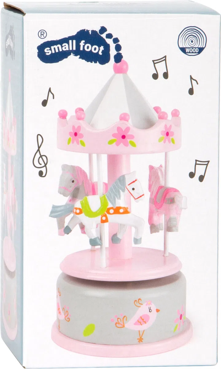 Small Foot 11230 Carillon per Bambini giostra dei Cavalli, in Legno, con Melodia, Ideale Come Ninna Nanna