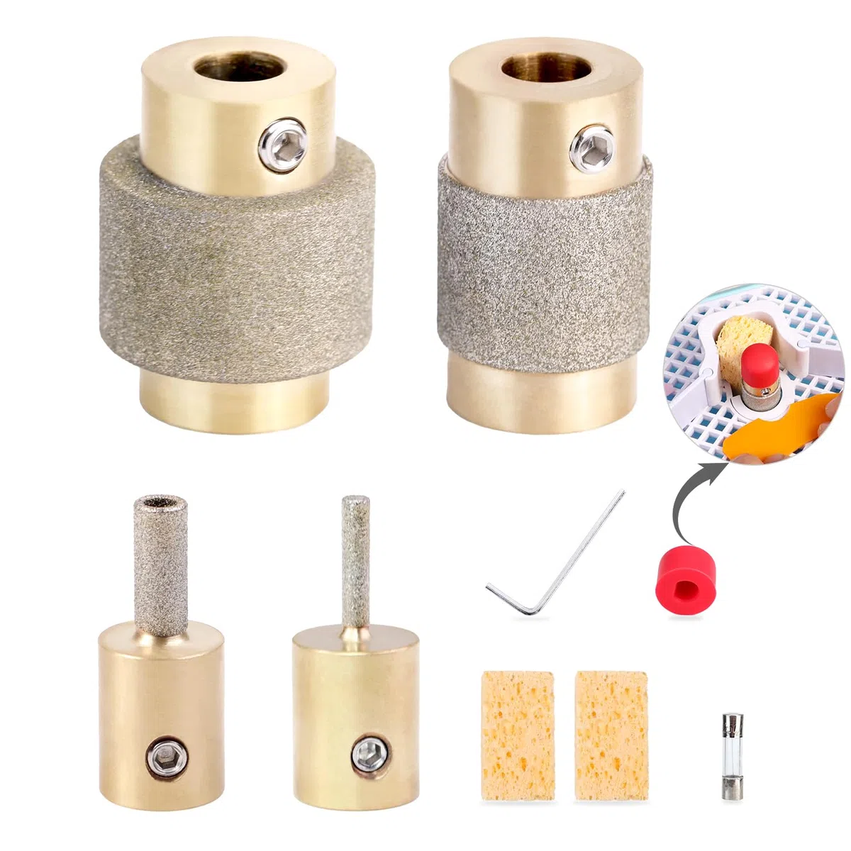 Combination Set 1 3/4 1/4 1/8 Inch Diamond Grinder Bit Head Tools Brass Core Stained Glass Grinder Bits & Diamond Grinder Bit Head Tools, Tools and Supplies for Stained Glass