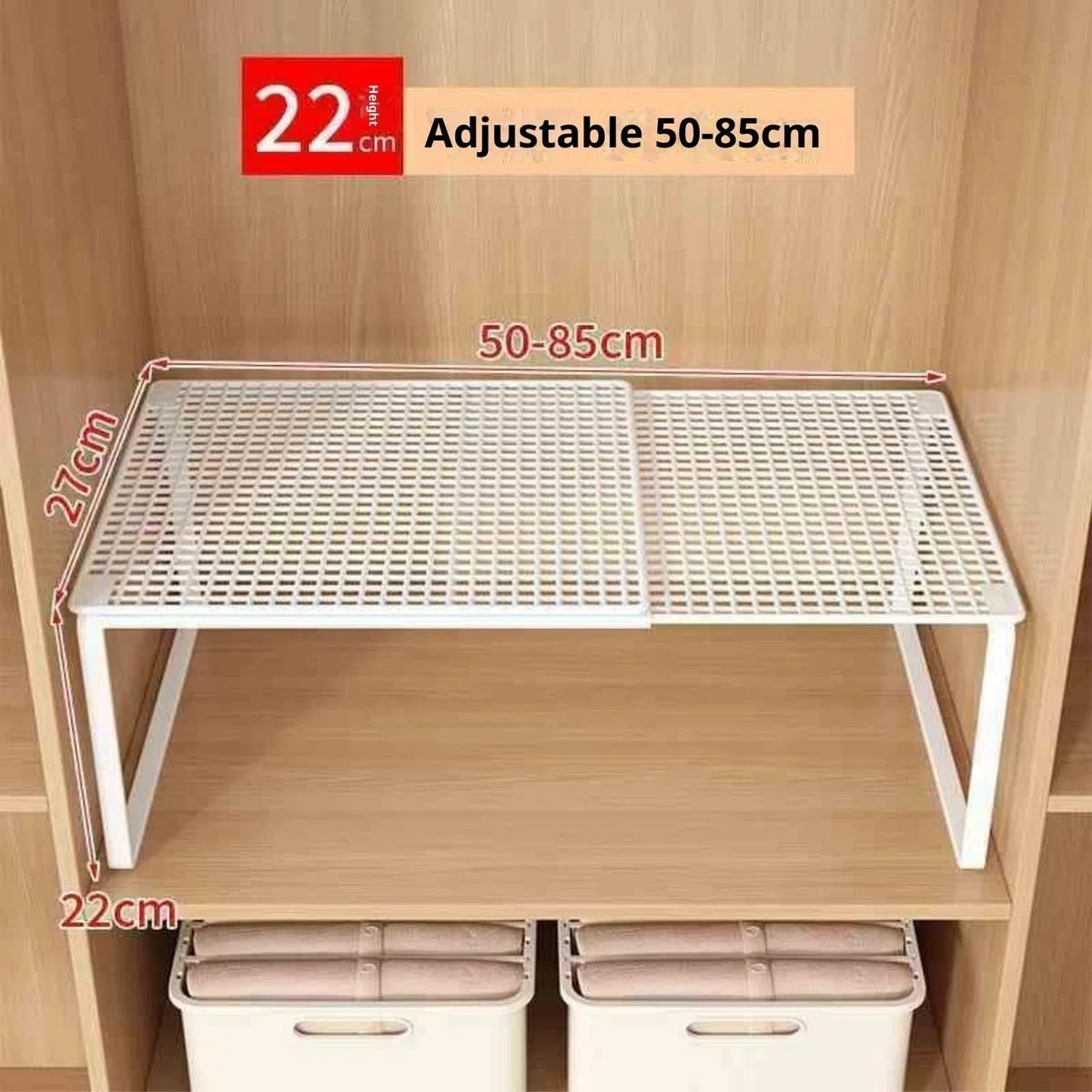 Generico Mensola Salvaspazio per Cucina, Organizer Espandibile per Mobili E Ripiani, Portaoggetti Regolabile per Utensili in Ferro Resistente,Adatto per cucina, bagno, ripostiglio, ufficio