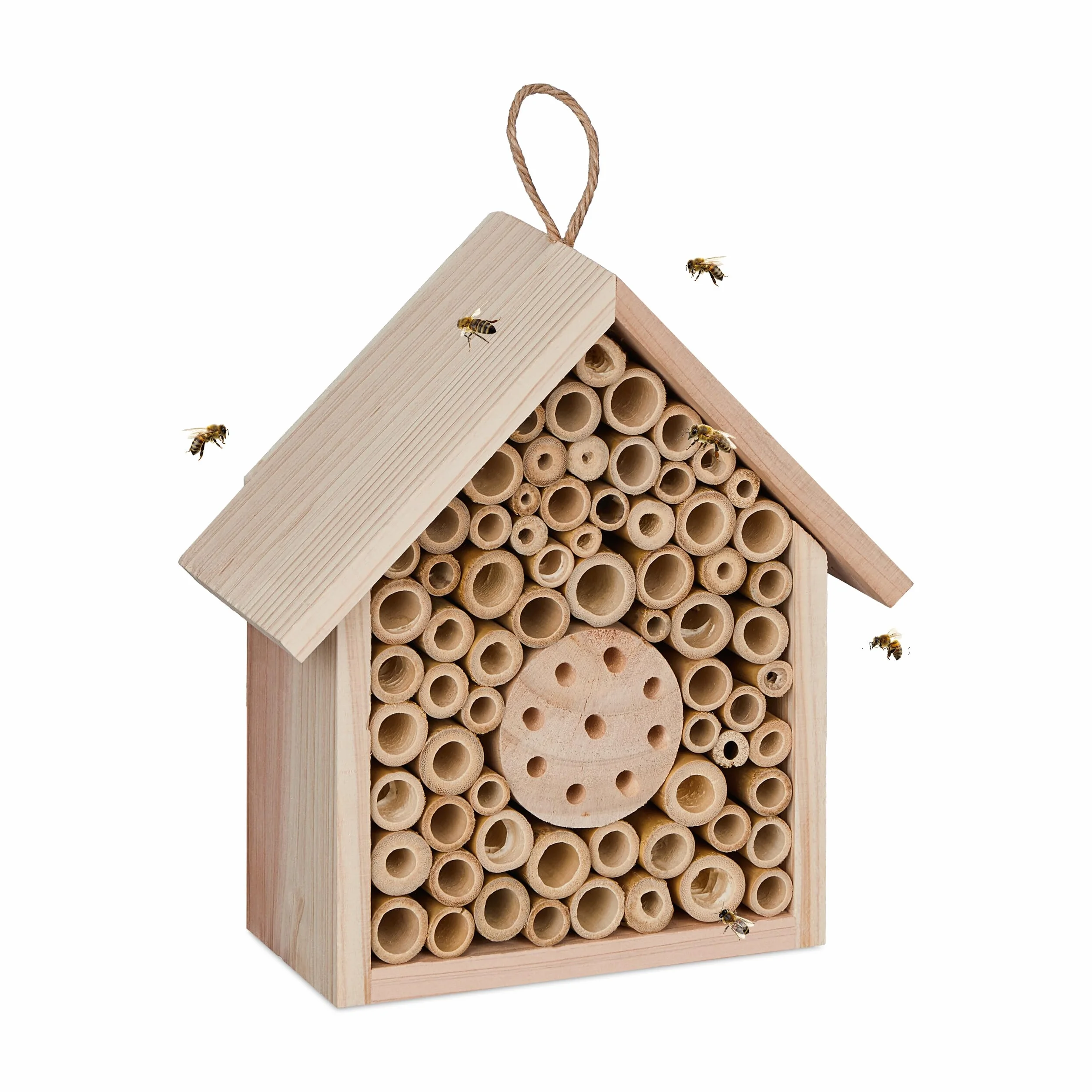 Relaxdays Casetta per Api, Hotel in Legno per Insetti, Giardino e Balcone, da Appendere, 20,5 x 19,5 x 8,5 cm, Marrone