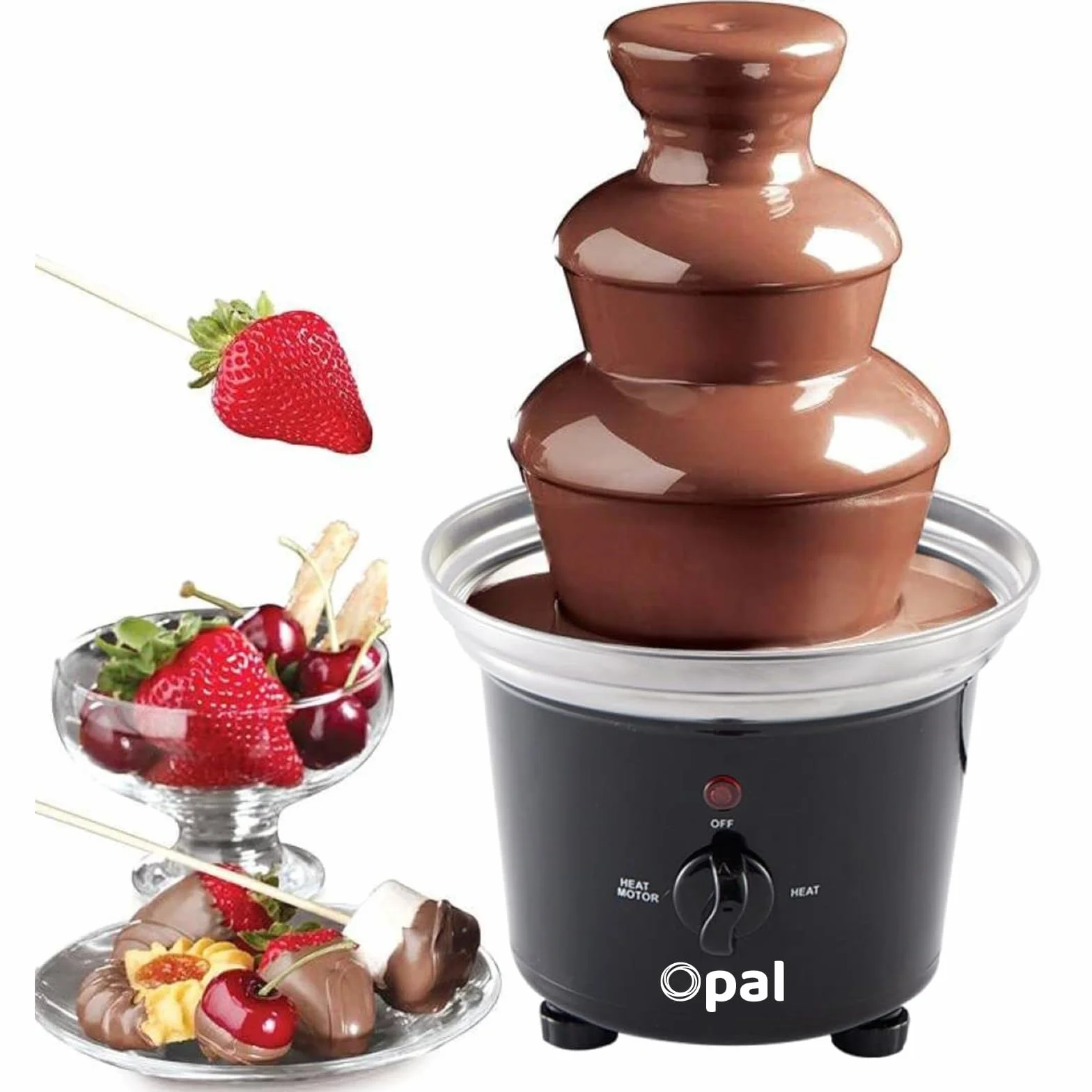 OCF17 Opal Grande 0.5L macchina elettrica a 3 livelli della fonduta della fontana di cioccolato dell'acciaio inossidabile con la base calda del vaso di fusione