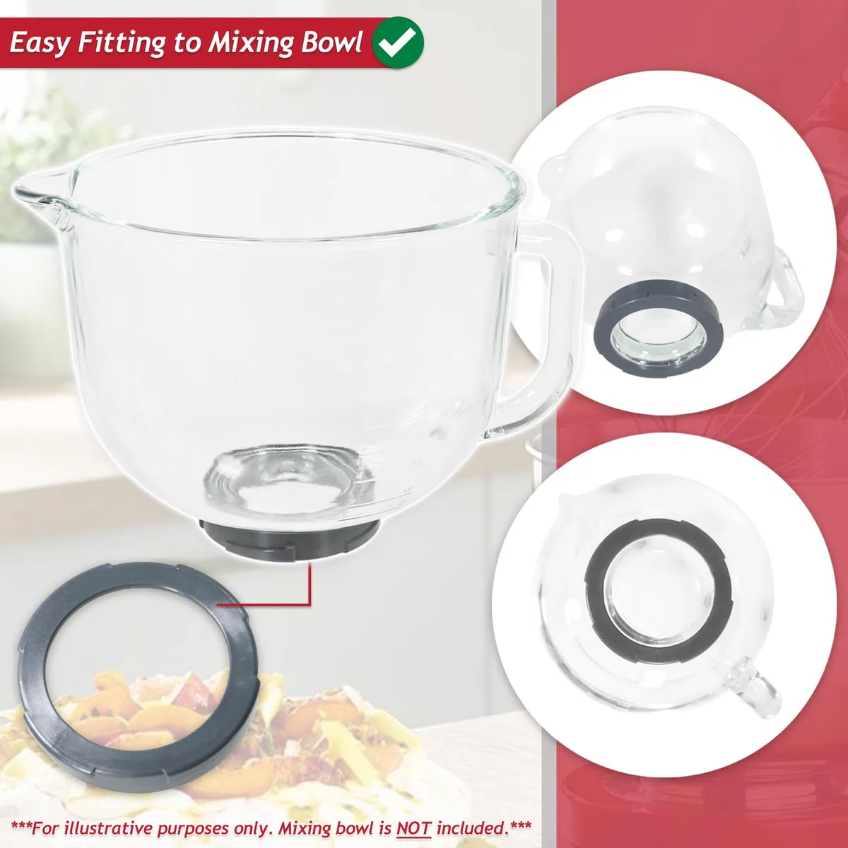 SPARES2GO Set di prese per ciotola + ghiere per Kenwood robot da cucina KMIX KMX75 KMX750 KMX754 KMX760 KMX761 KMX770 (4 alette)