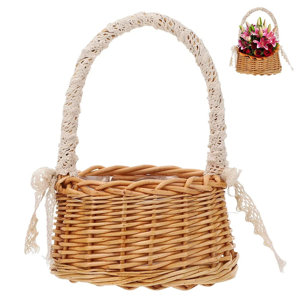 Cesto Di Vimini Per Fiori In Rattan Cestino Con Vaso Di Fiori Cesto Fatto a Mano Cestini Per Matrimoni Per La Decorazione Della Tavola Di Nozze Decorazione In Stile Country