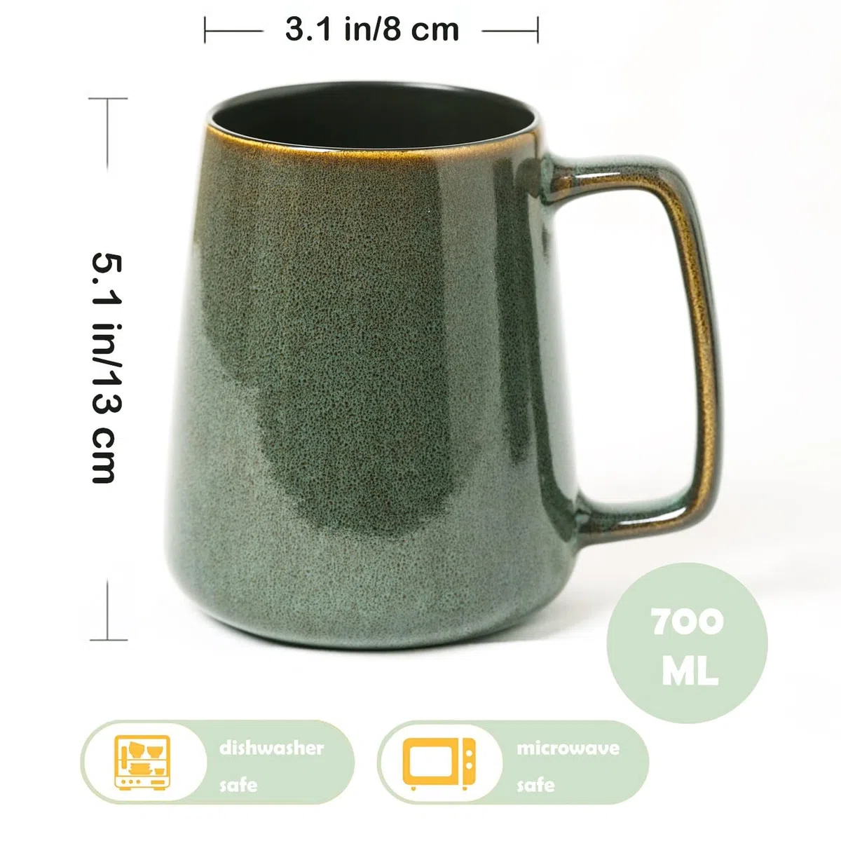 Grandi Tazze Da Caffè In Ceramica, 24 Oz / 700ml Tazze Extra Large, Per Cappuccino, Latte, Cacao Caldo O Tè Caldo - Regalo Di Vacanza (24 oz Dark Green)