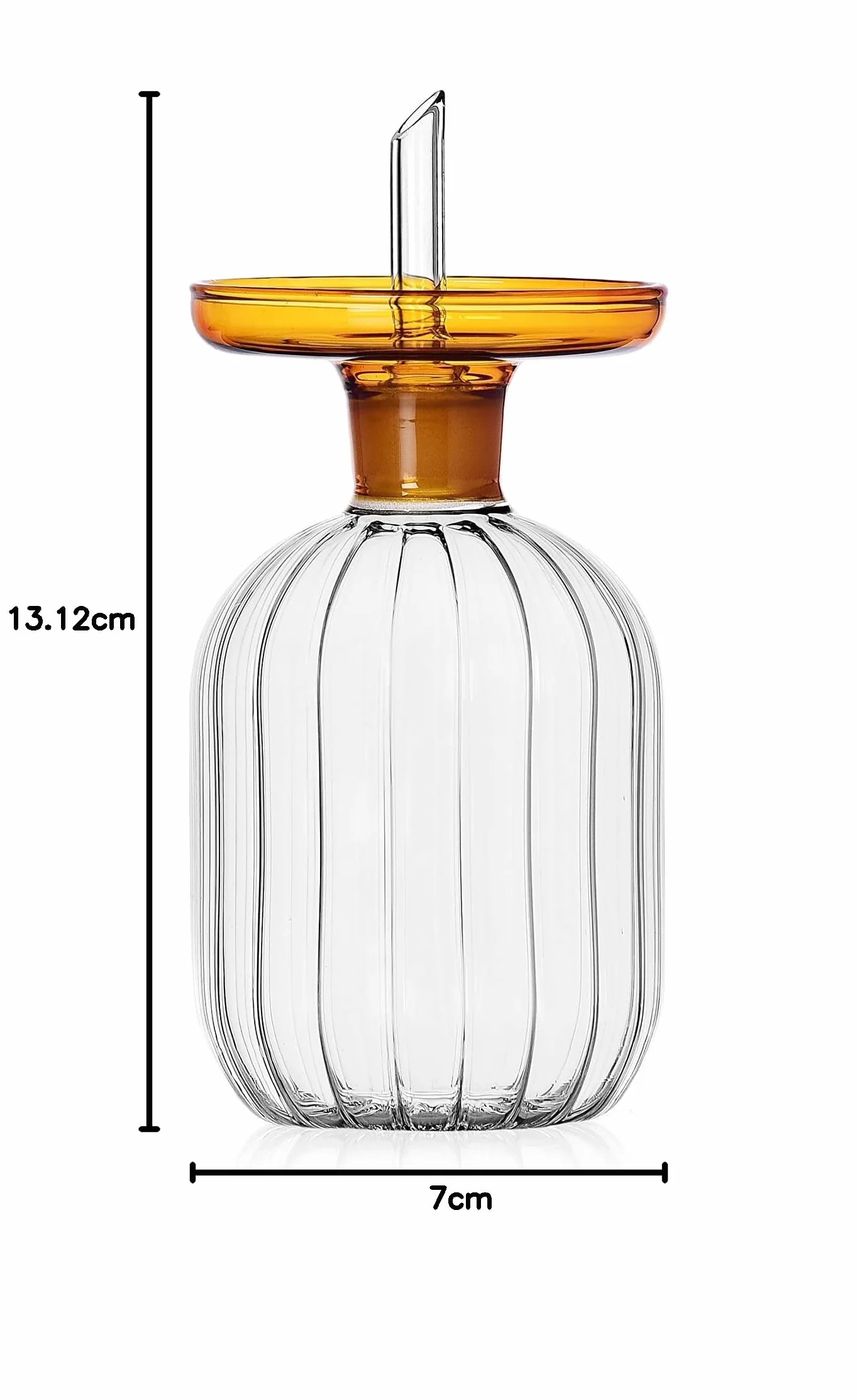 Ichendorf Milano Oliera Bassa con Tappo Ambra | Collezione Lotus | 25 cl | Vetro Borosilicato | Fatto a Mano