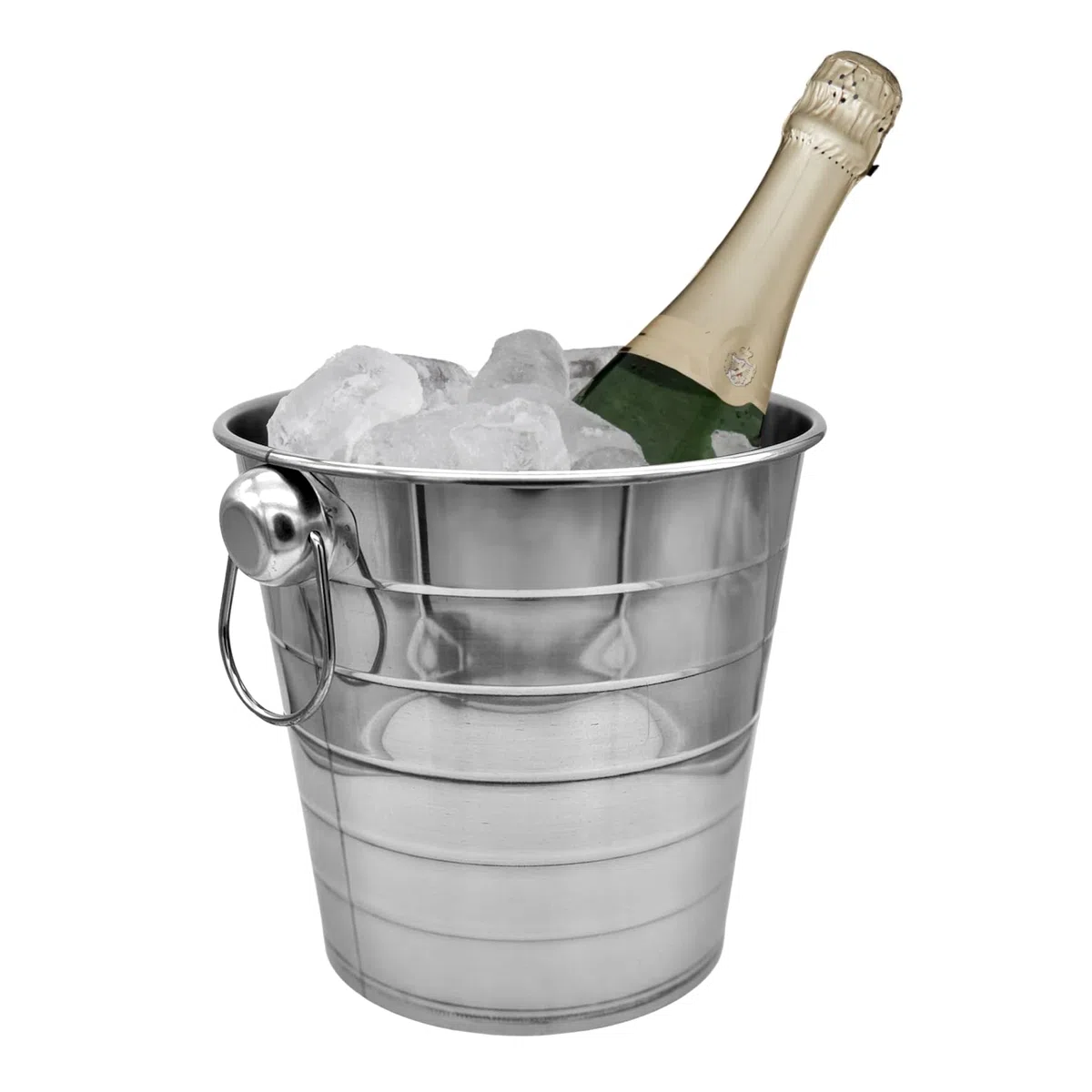 Oceano Secchiello Portaghiaccio in Acciaio Inox Secchio in Metallo per Ghiaccio 2 Maniglie Secchiello per Bottiglie Vini Champagne Feste Eventi (5 L)