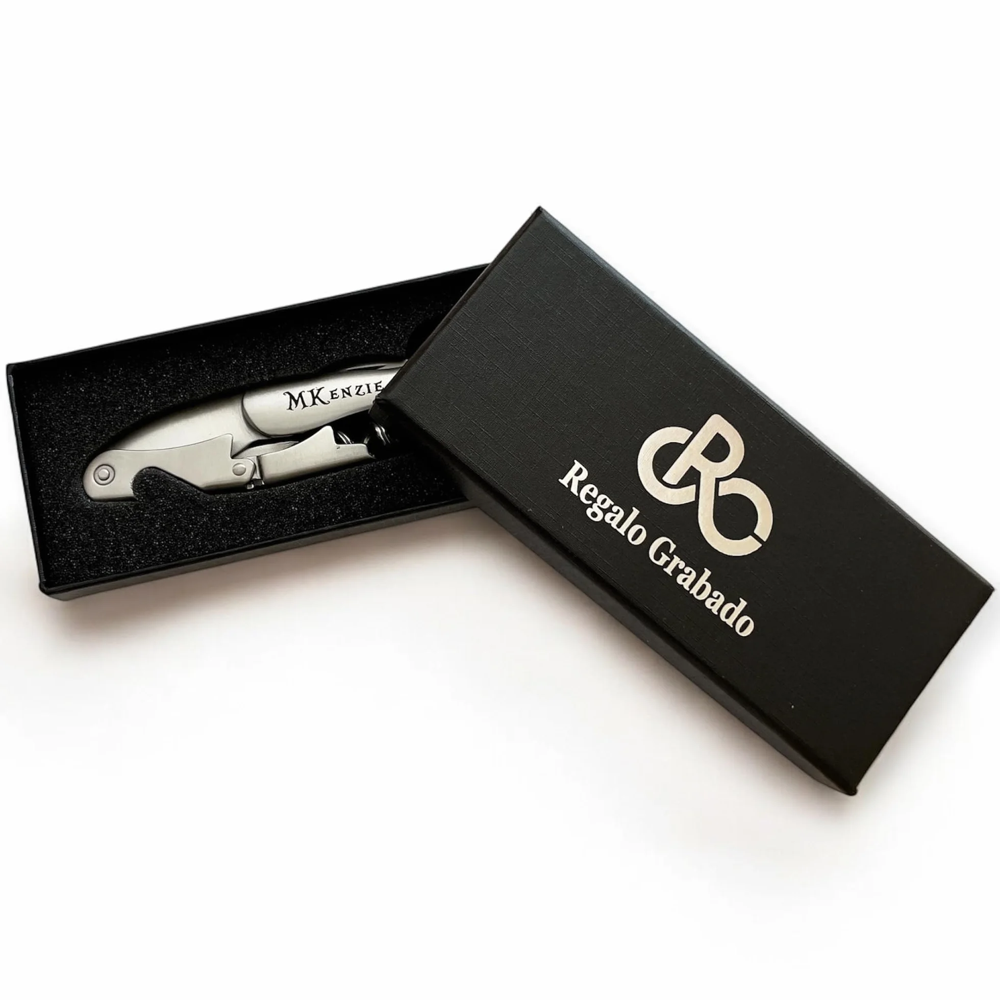 Cavatappi professionale personalizzato in acciaio inox con incisione laser | regalo grabado | Per sommelier, matrimoni, compleanni | 1 unità