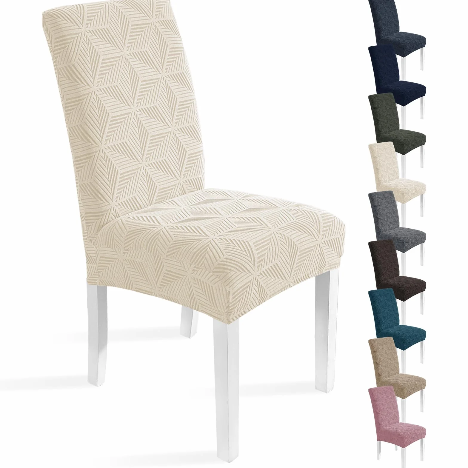 Ystyle Coprisedie con Schienale 4 Pezzi, Coprisedie Elasticizzato, Copri Sedie Soggiorno Cucina, Universali Fodera Sedia Antigraffio Gatto, Moderno Antimacchia Copertura Sedia, Beige