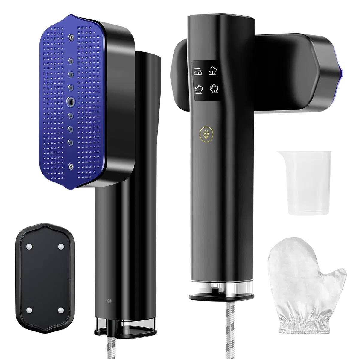 Ferro da stiro verticale 2‑in‑1, 1200 W portatile – Ferro da stiro da viaggio con schermo LED, riscaldamento 15 s, 3 vapore, viola