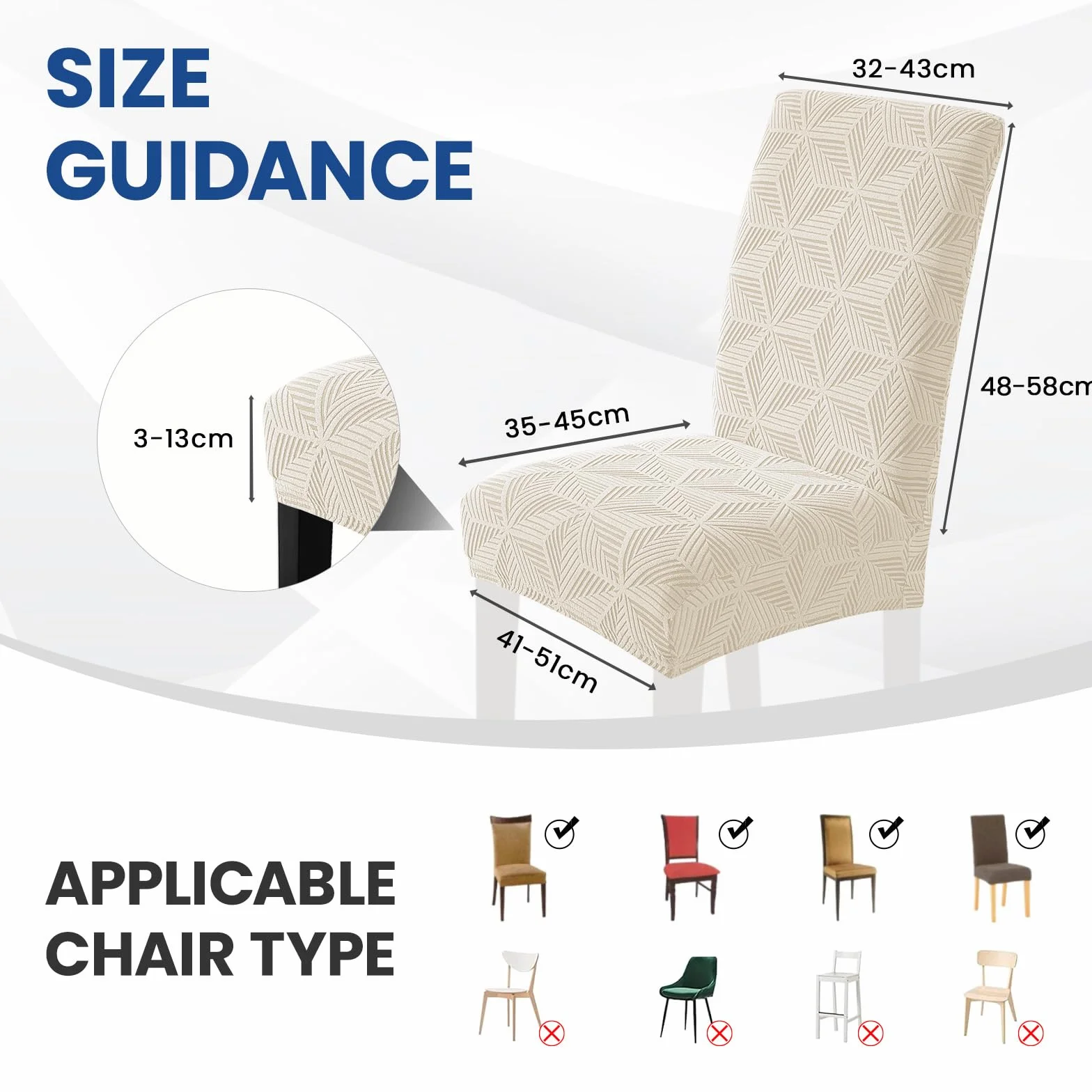 Ystyle Coprisedie con Schienale 4 Pezzi, Coprisedie Elasticizzato, Copri Sedie Soggiorno Cucina, Universali Fodera Sedia Antigraffio Gatto, Moderno Antimacchia Copertura Sedia, Beige