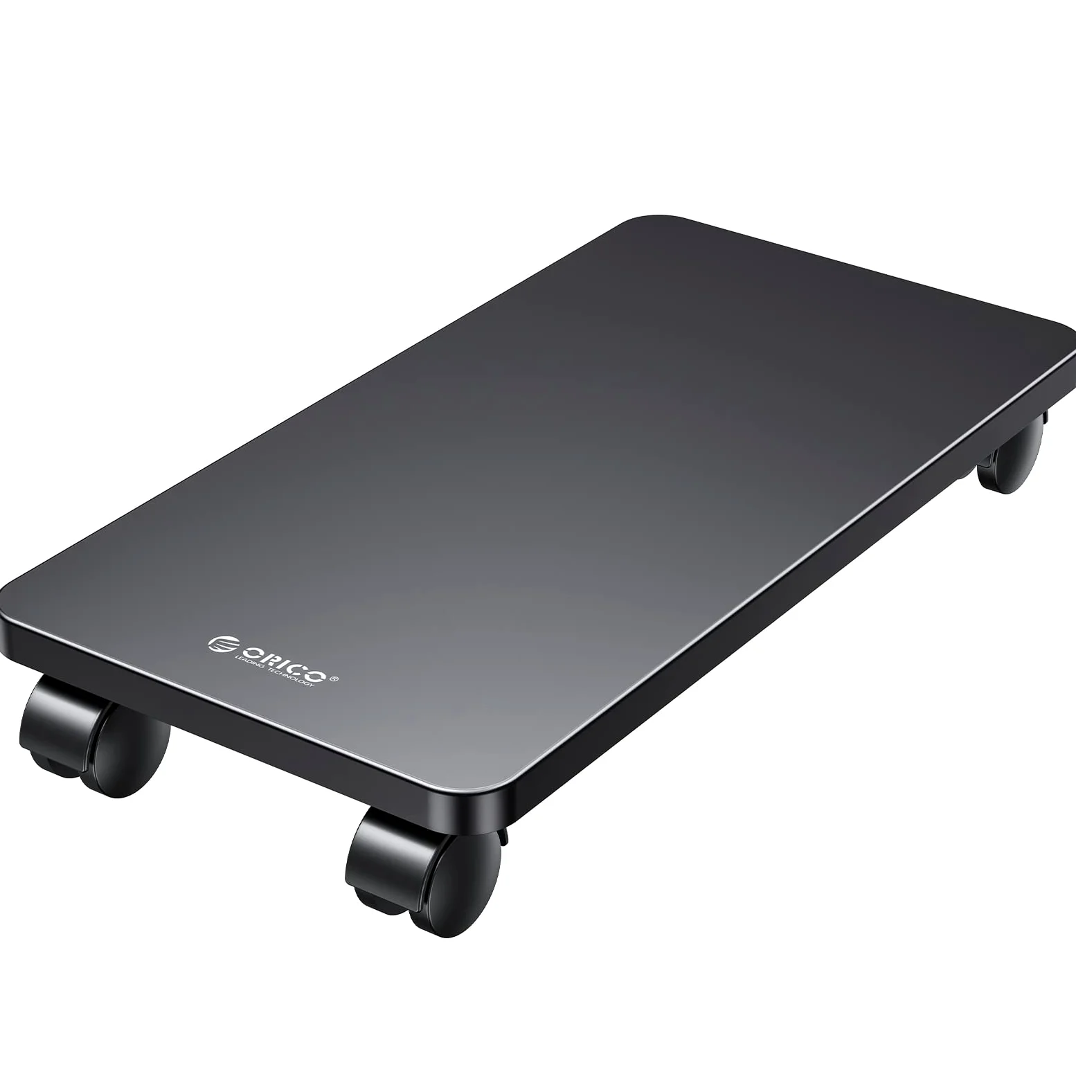 ORICO Supporto PC Portatile in Acciaio, con 2 Ruote di Bloccaggio e 2 Ruote Girevoli, in Acciaio, per Computer Desktop Tower (Nero, 41 x 21,3 x 2 cm)