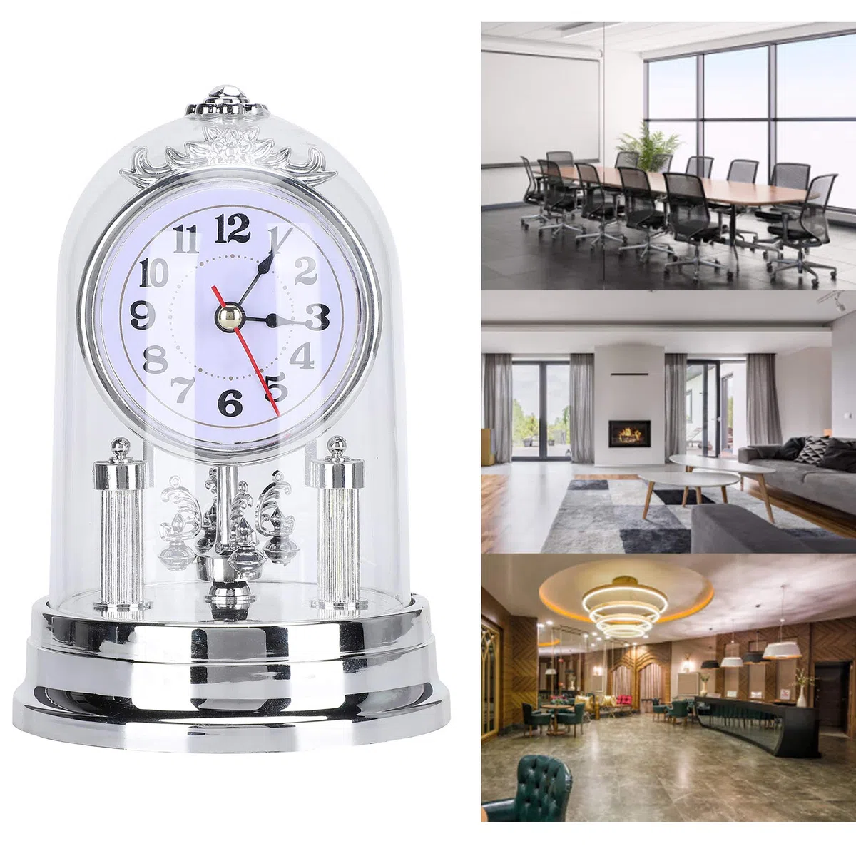 Orologi da camino, silenzioso orologio da tavolo europeo senza ticchettio retrò orologi da scrivania alimentato a batteria silenzioso orologio da tavolo antico per soggiorno, ufficio casa