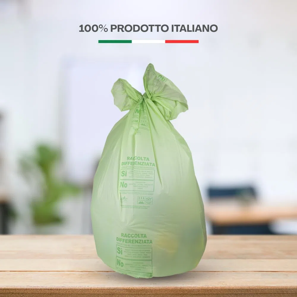 VIRSUS Sacchi Raccolta Umido e Organico cm 70x110 (110 Litri) 50 Pezzi biodegradabili e compostabili