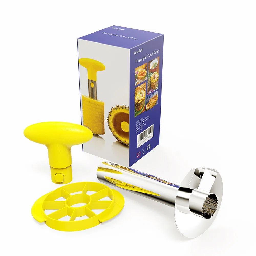 SameTech Strumento per sbucciare ananas e per rimuoverne il torsolo, in acciaio INOX, strumento per la cucina facile da usare