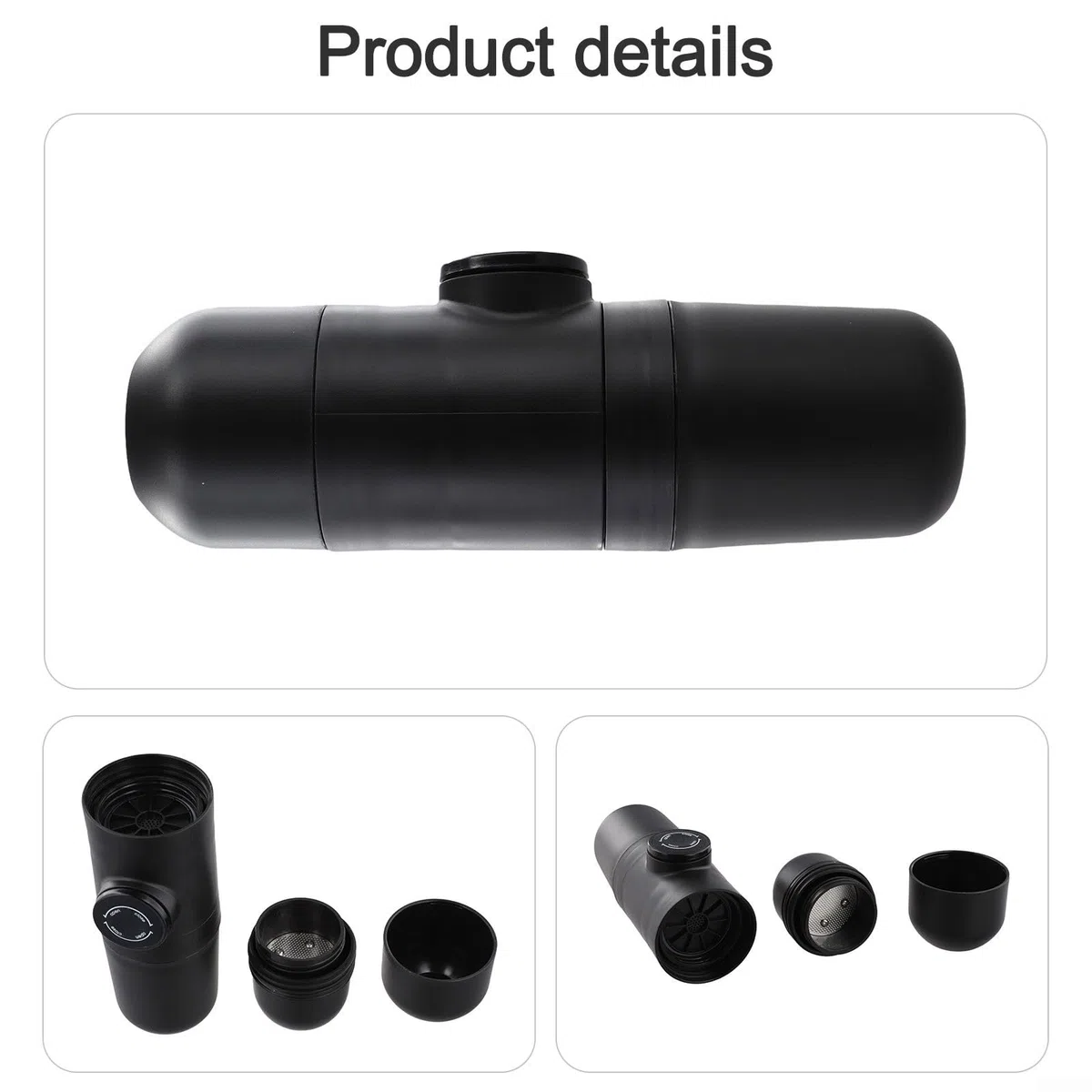 Macchina da caffè espresso portatile manuale per il viaggio, macchina da caffè pieghevole compatta con costruzione in ABS, 20 X 6 cm nero, prepara caffè fresco ovunque usando caffè macinato