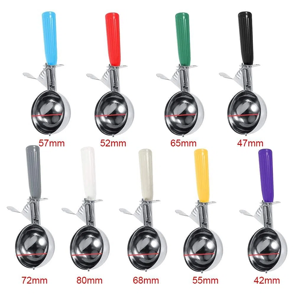 Cucchiaio gelato, Manico antiscivolo per impugnatura comoda, Acciaio inox alimentare, 9 colori disponibili, Ideale per gelateria caffetteria casa