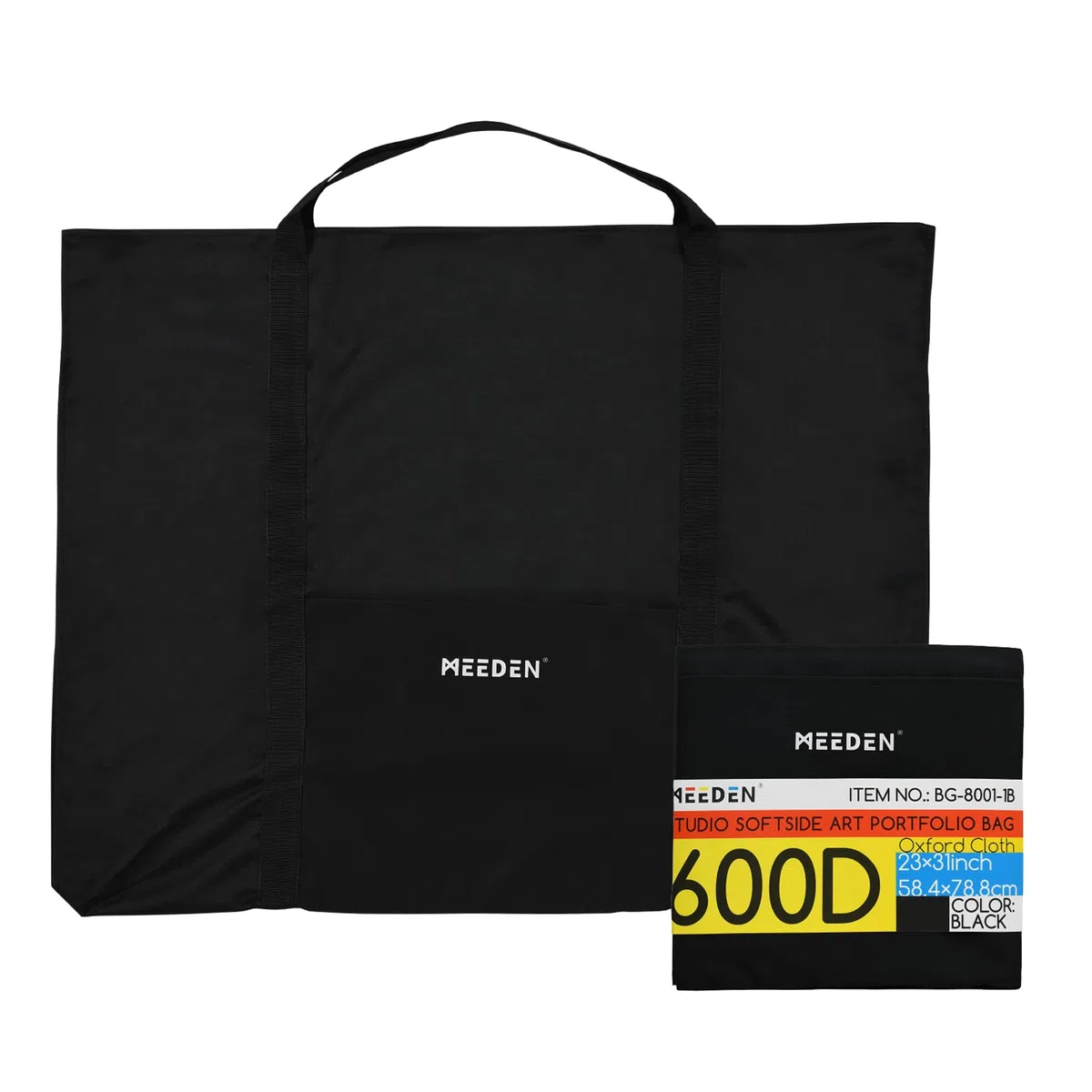 MEEDEN A2 Art Portfolio Case, Portatile Disegno Bordo Borsa Arte Borsa Da Trasporto Arte Impermeabile 600D Oxford, Portfolio per Opere d'arte, Tela, Fotografia, Poster, Nero (58 X 79 cm)