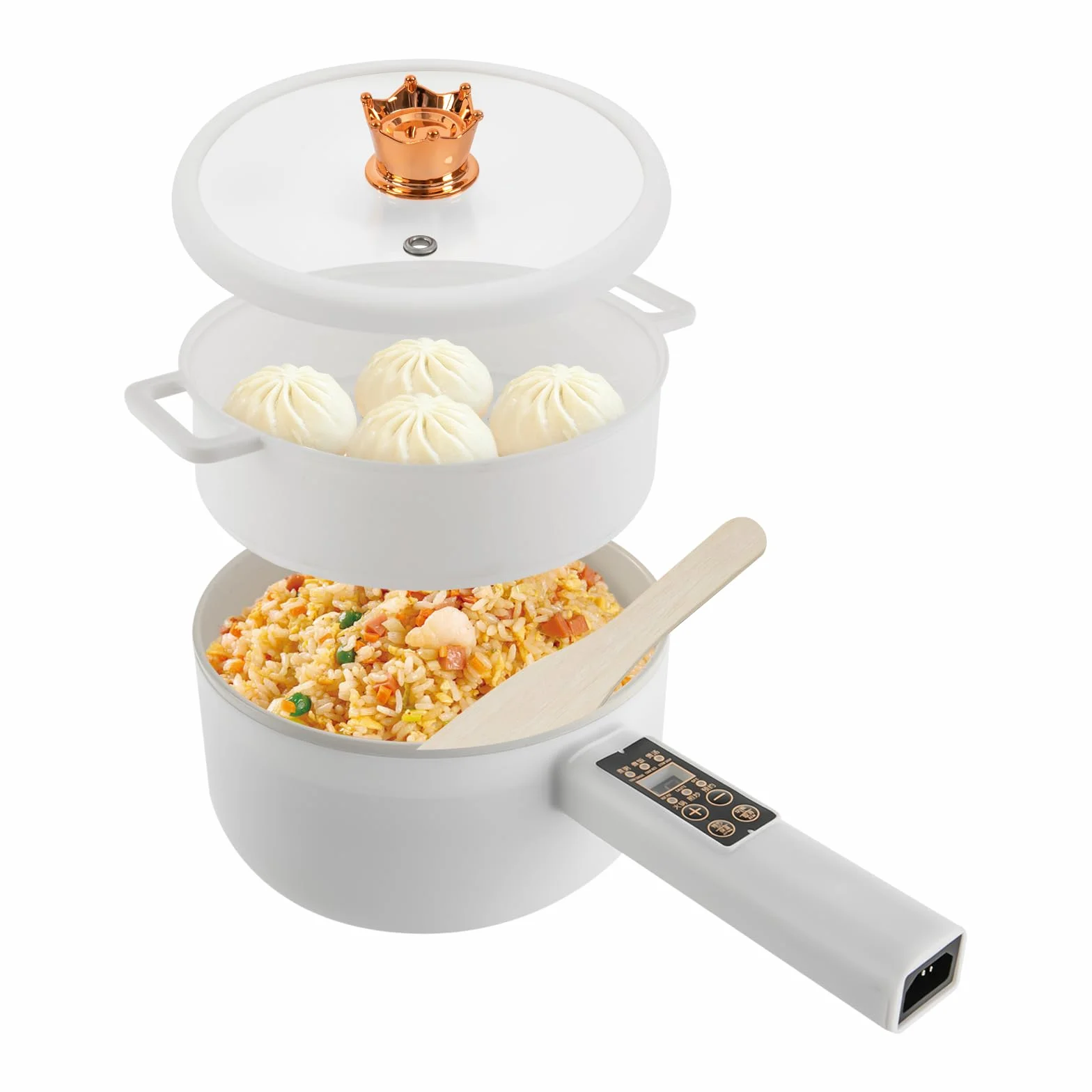 Hot Pot, padella elettrica da 1,6 l, 701 W, con ammortizzatori e rivestimento antiaderente, pentola elettrica per cucina, dormitorio, camper, viaggi, appartamento