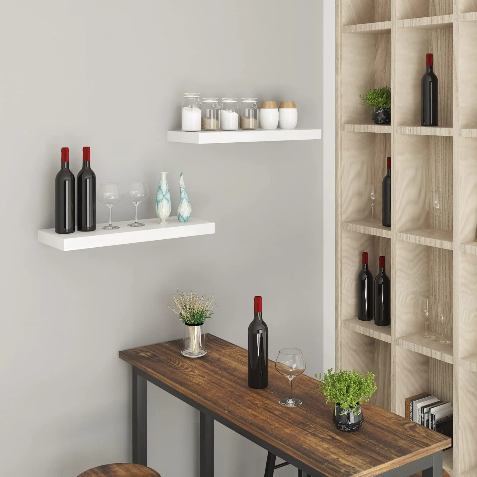 WOLTU Mensola da Muro Scaffale Sospeso da Parete Libreria Piccola per Soggiorno Cameretta Porta CD DVD, Pannello MDF 25x22,9x3,8cm, Bianco, RG9488ws