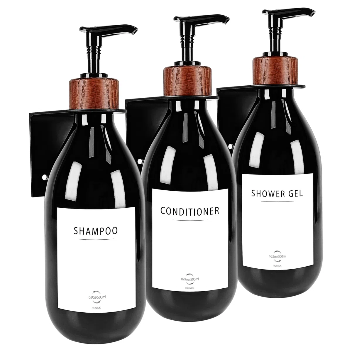 Dispenser per shampoo e balsamo, dispenser per shampoo per parete doccia con 16 etichette impermeabili, dispenser per doccia a 3 camere senza trapano, dispenser di sapone da doccia a parete per