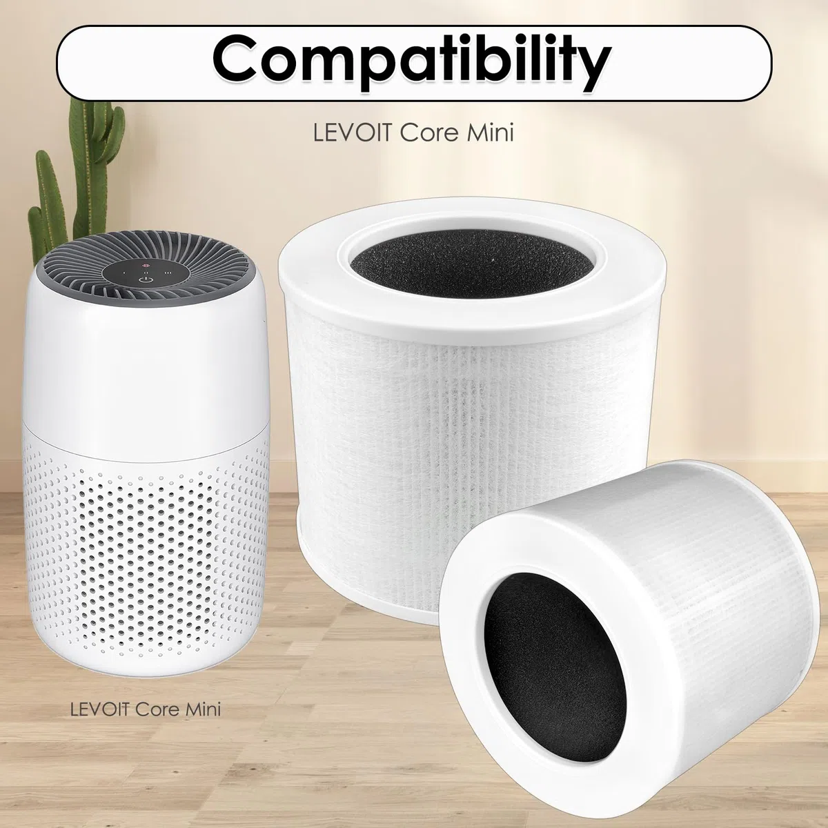 (2 pezzi) Core Mini filtri sostitutivi compatibili con il LEVOIT Core Mini Purificatore d'Aria, LAP-C161-WEU, filtro CoreMini H13 True Hepa, filtro HEPA 3 in 1, filtri a carbone attivo