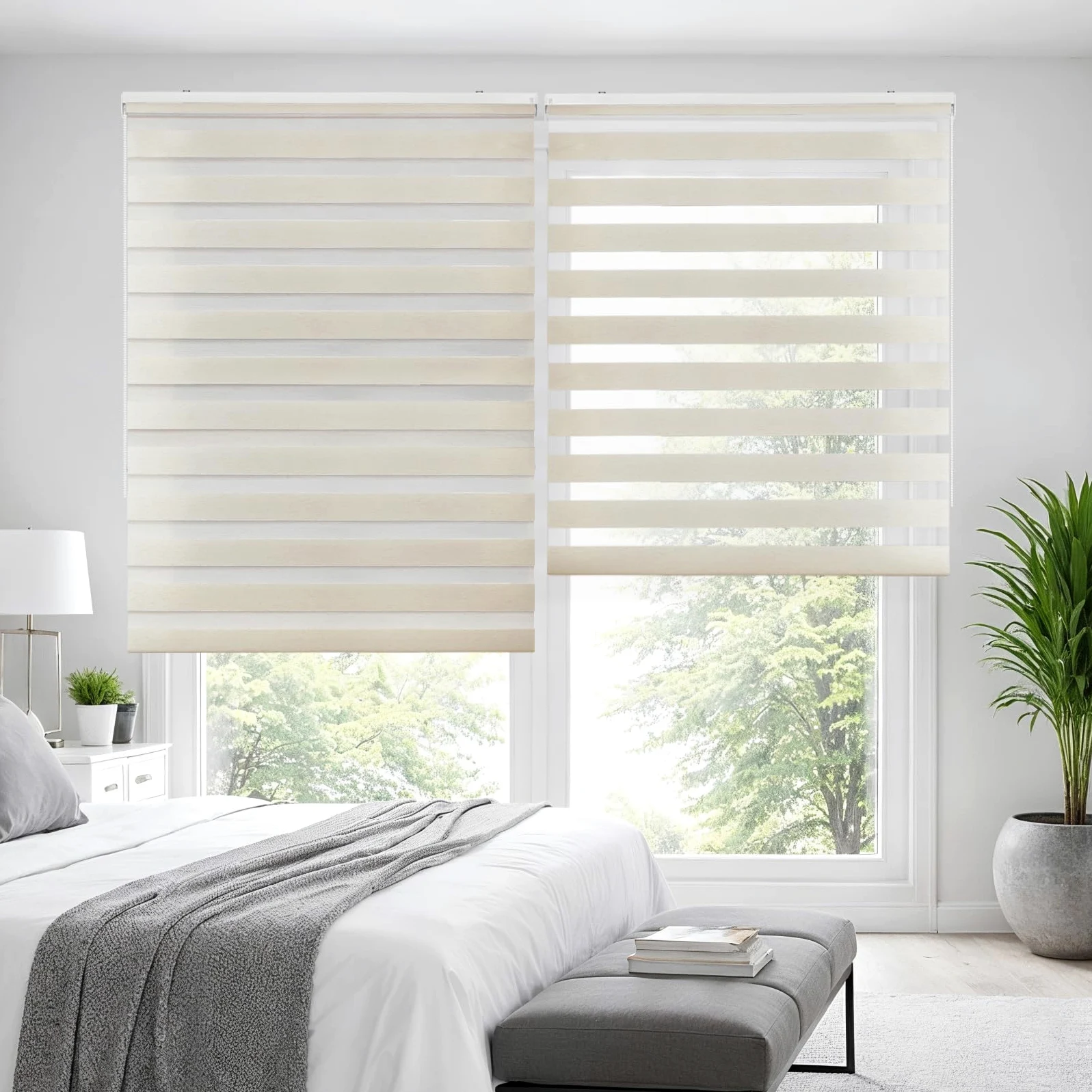 Tende a rullo per interni Giorno Notte avvolgibile Doppio strato Tessuto elegante per porta e finestra. Offrono un'adattabilità alla luminosità STORESDECO Lino 120x250 cm (Larghezza x Altezza)
