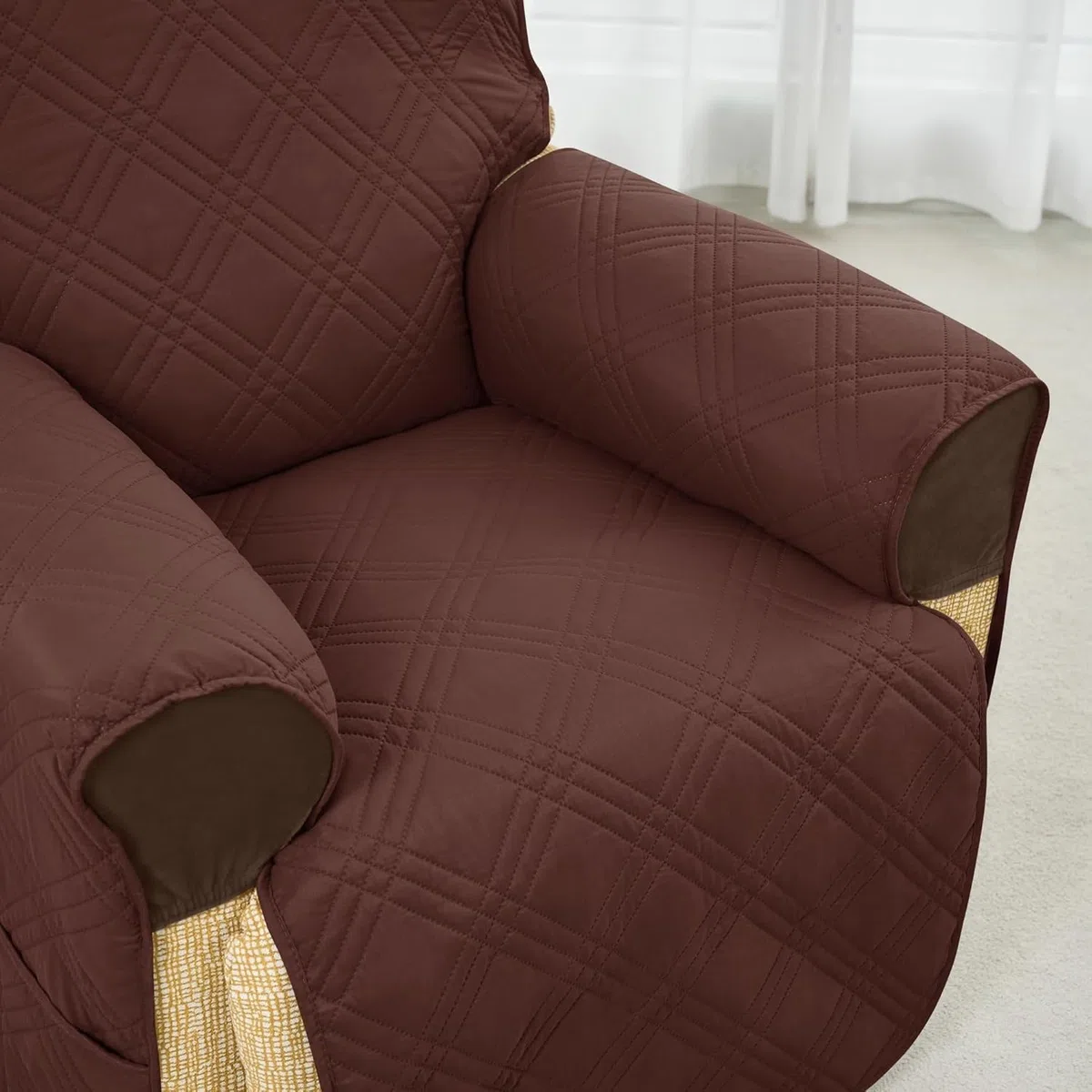 Copripoltrona 1 Posto Impermeabile Copri Poltrona Relax Reclinabile Elettrica Con Braccioli, Copri Poltrona Elettrica Antiscivolo Universale Antigraffio Antimacchia(Wine red)