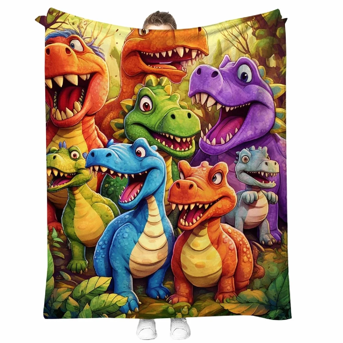 Coperta con dinosauri, 150 x 130 cm, super morbida, per bambini, ragazzi, ragazze, in pile, per bambini, grande e confortevole, come regalo per letto, divano, divano
