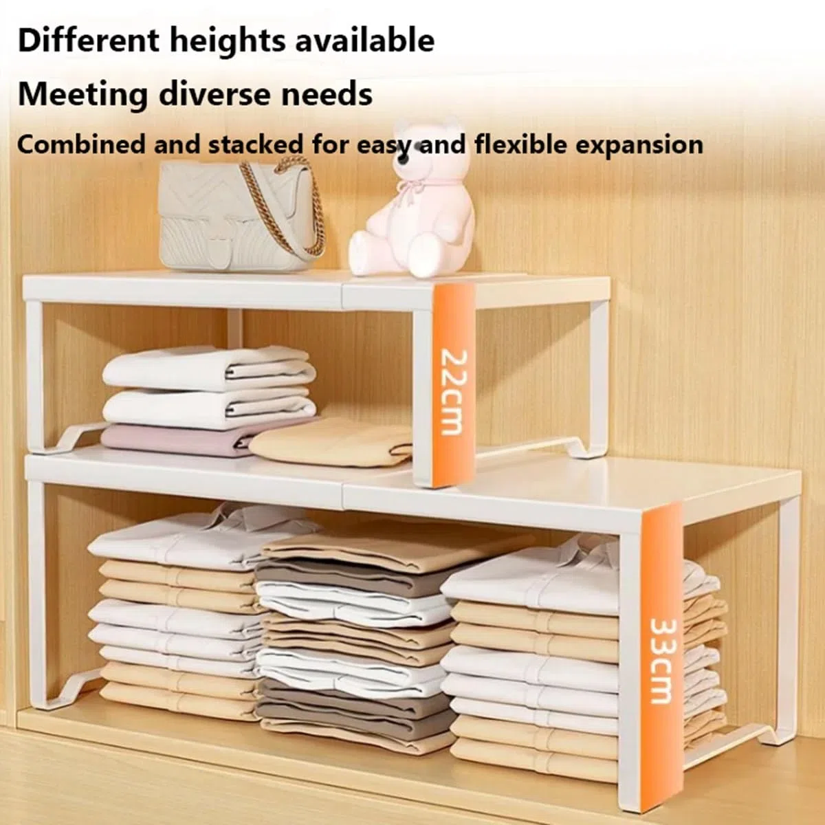 Mensola Estensibile per Armadio, Ripiano Salvaspazio Cucina,Scaffale Portaoggetti Espandibile per Armadio Acciaio al Carbonio, per Bagno, Cucina(White,L20-31.5inW16.5inH13in)