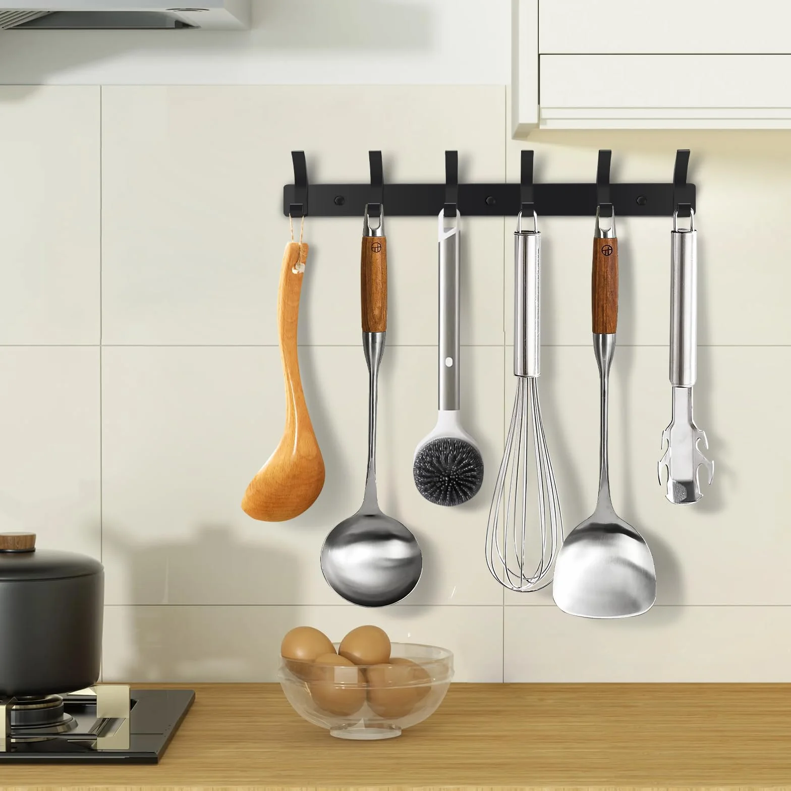 AUXHCYL Appendiabiti da Parete Moderno, 2 Pezzi Attaccapanni da Muro, Appendiabiti da Muro per Camera da Letto Bagno e Cucina, Appendi Abiti per Muro per Giacche, Cappotti(Nero, 6 Ganci)