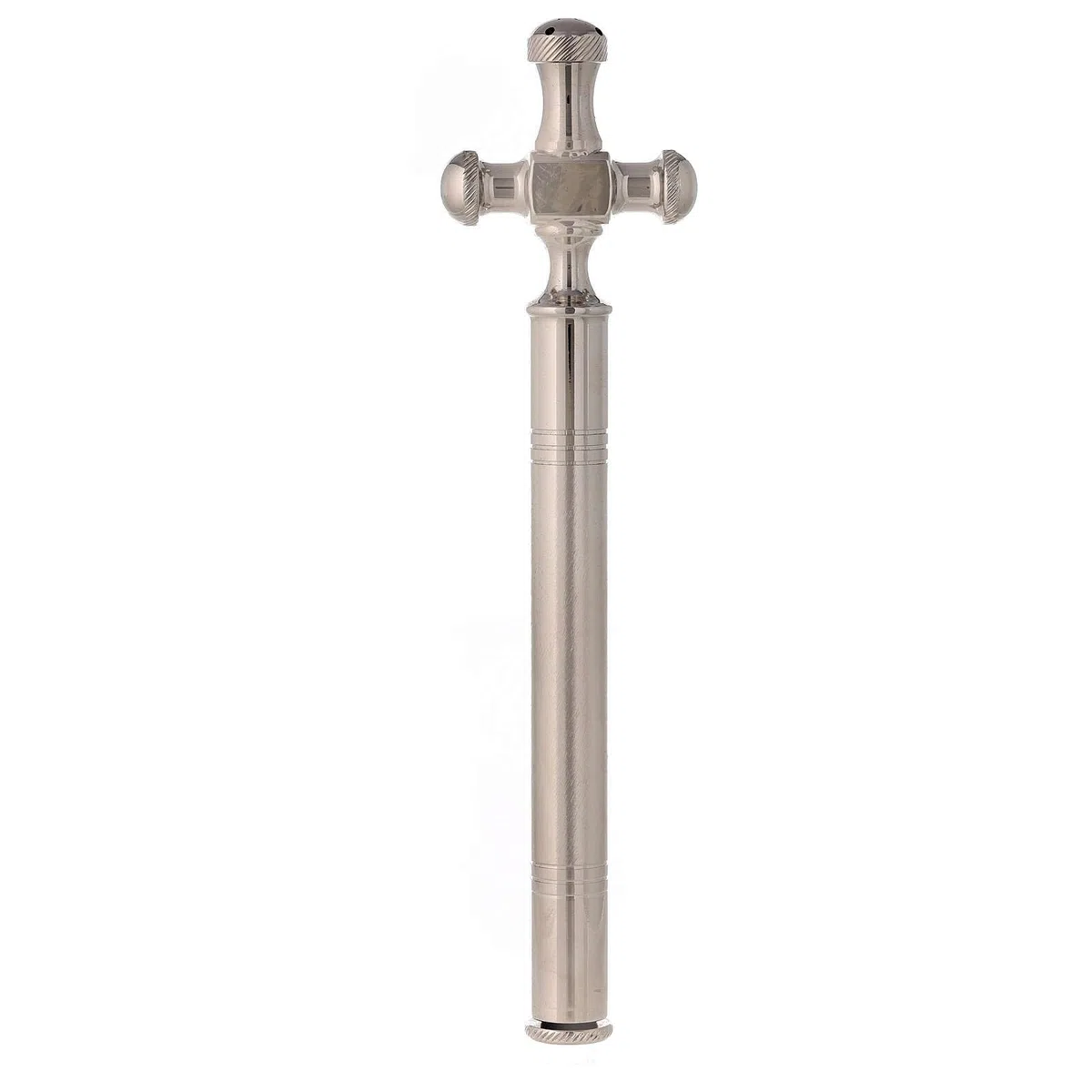 Holyart Accessori per Benedizione: Aspersorio Croce Ottone Argento 20 cm