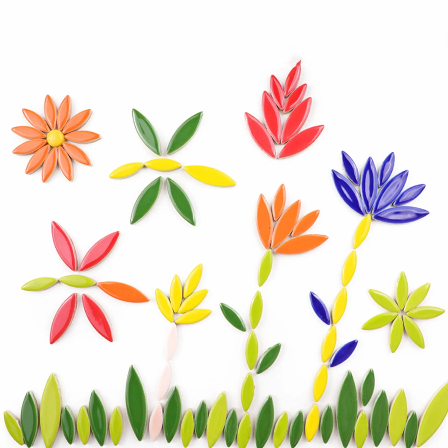 Piastrelle a mosaico in ceramica a petalo di foglie, 500 g, mosaico irregolare, mosaico fai da te, pietre per artigianato, hobby, decorazione da parete (colori misti)
