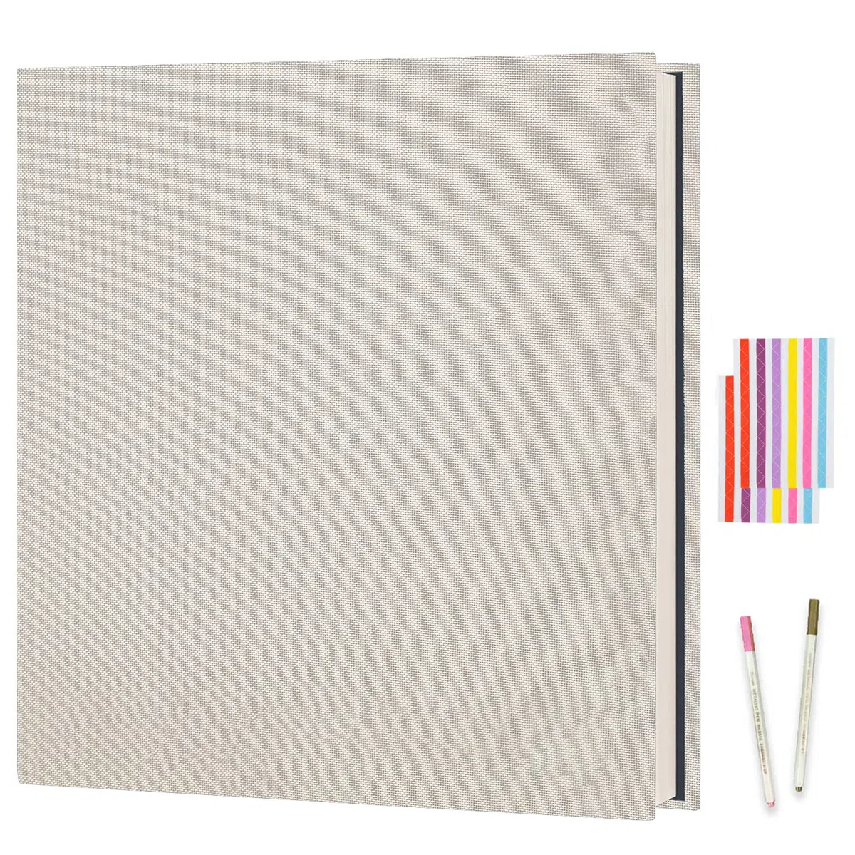 Album Foto Autoadesivo, Lino Album Fotografico Scrapbook 40 Pagina Bianche Memories Album Portafoto, Regali Nozze Natale Valentino Regalo di Anniversario Compleanno bambini (Beige)