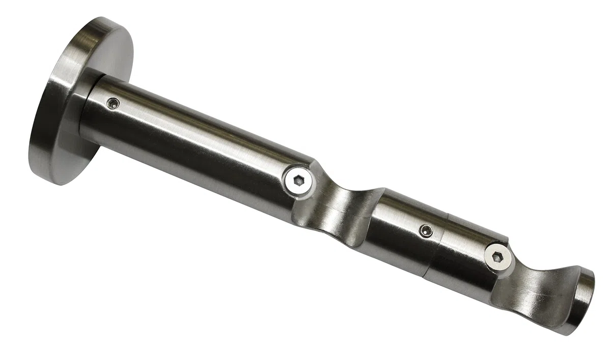 Gardinia 10011154 Supporto Aperto a Doppio Binario per Asta, Metallo, Finitura Acciaio Inossidabile, 8x8x0.1 cm