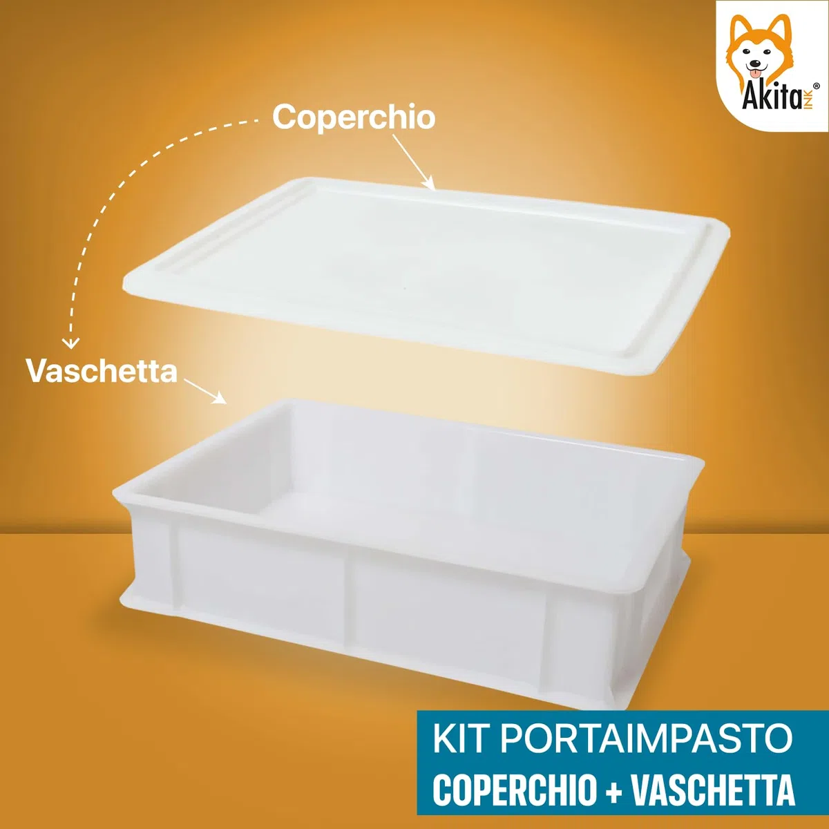 Akitaink Cassetta per Lievitazione Pizza e Pane | Contenitore per Impasto con Coperchio, Plastica Lavabile in Lavastoviglie, 30x40x10 cm (2 PORTAIMPASTO CON COPERCHIO)