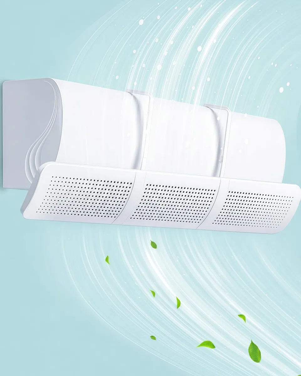 Deflettore Condizionatore, Deviatore Aria Condizionatore Regolabile 85cm in ABS, Deflettore Aria Condizionata Anti Soffiaggio Diretto per Split a Parete, Casa Ufficio Camera Bianco chochoyah