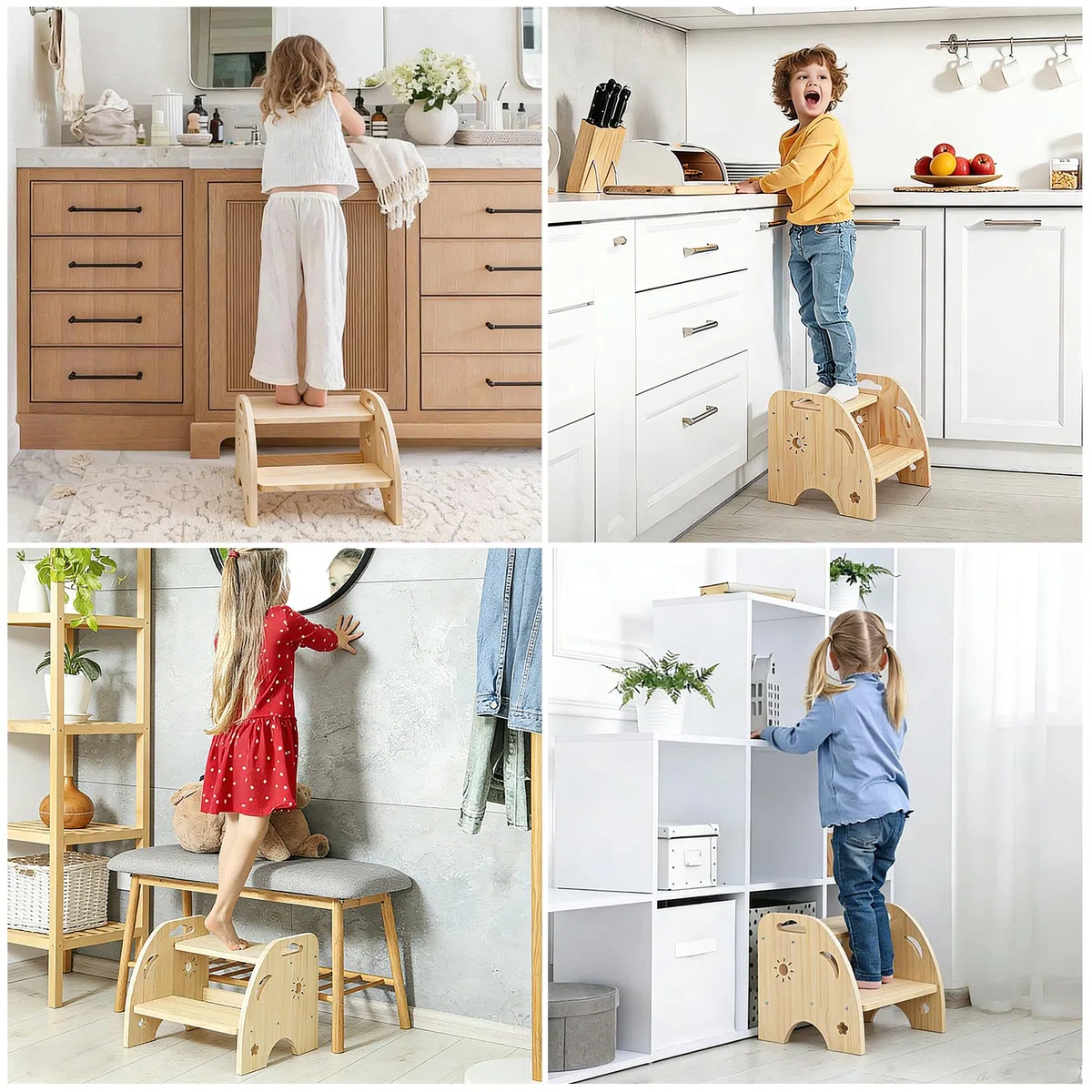 Sgabello Per Bambini, Sgabello Per Bambini Con Manico, Regolabile In Altezza A 2 Livelli, Portata 150kg, Per Bagno, Lavandino, Cucina, Cameretta Dei Bambini, Per Adulti E Bambini