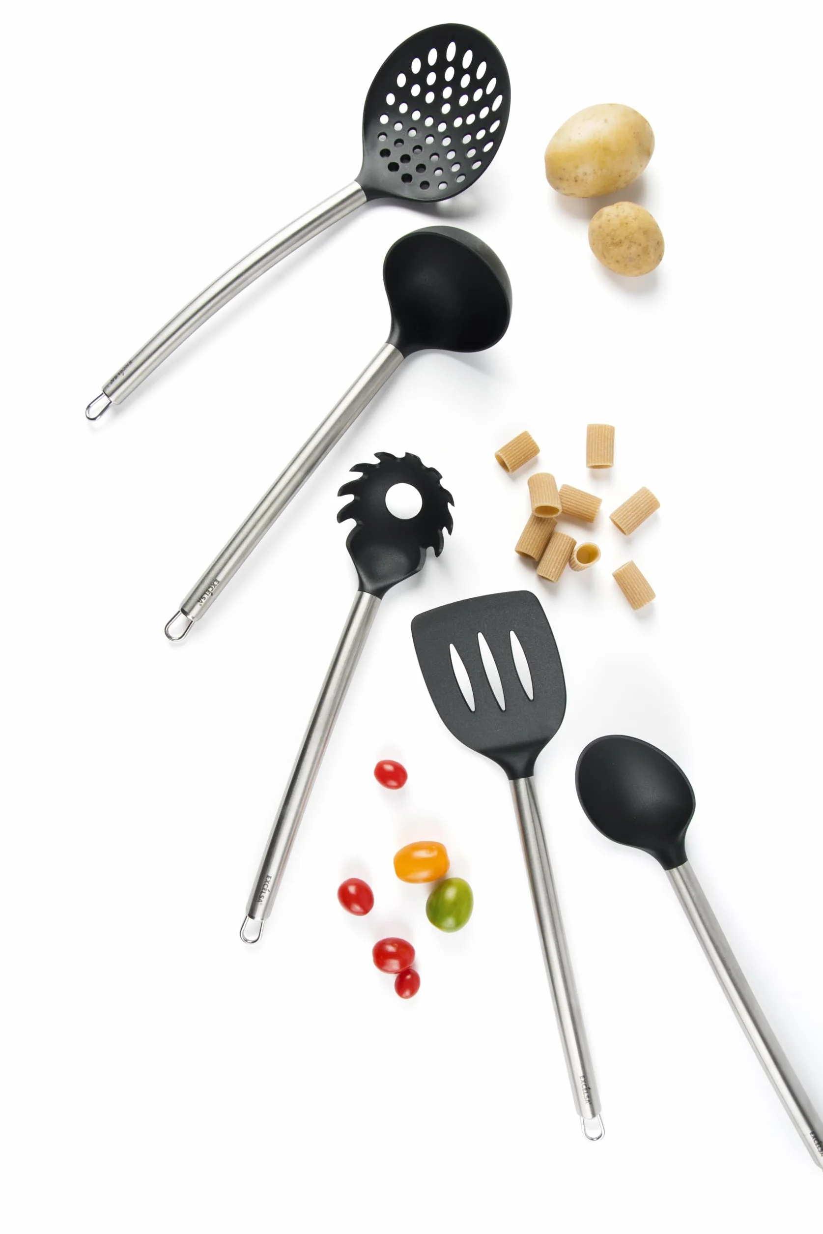 Excelsa Classic Set Utensili da Cucina, Nylon, Nero, 5 Unità