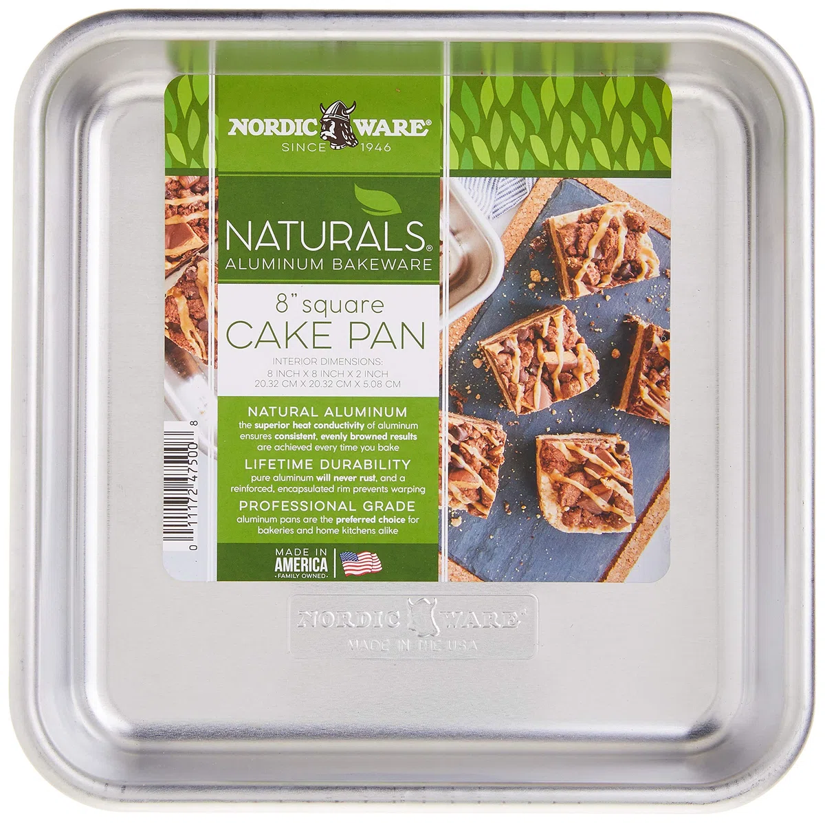 Nordic Ware Naturals Aluminium Commercial 47500 - Teglia quadrata da 20,3 x 20,3 cm, colore: Argento