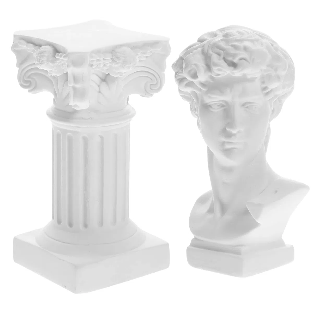 HOMSFOU Statua Greca David in Resina 5.31 Pollici Con Colonna Romana Decorazione Leggera Per Casa Ufficio Giardino Stabile E Facile Da Trasportare