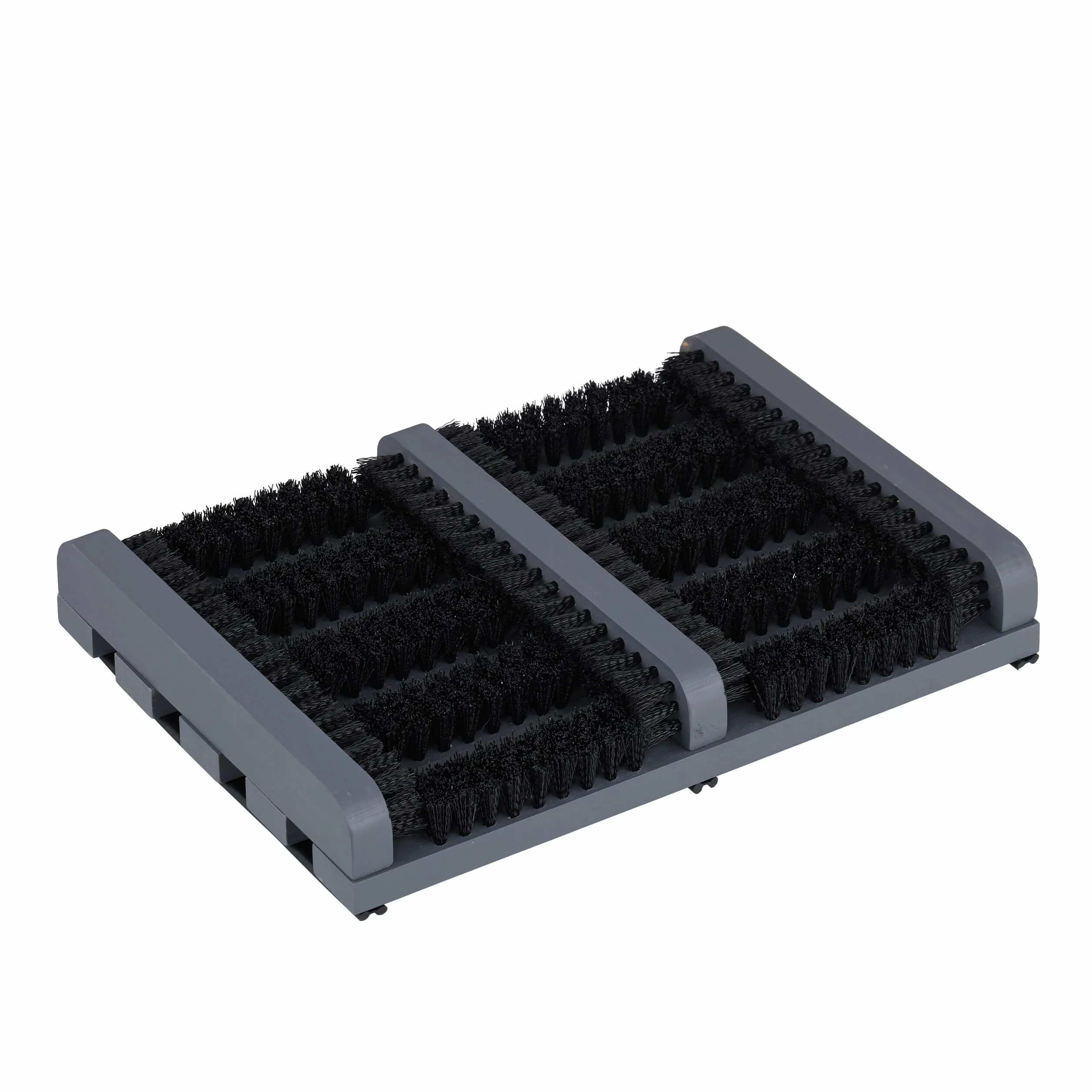 Relaxdays Pulisci Scarpe Ingresso con Spazzole Pulizia Suola di Sneaker e Stivali, Tappetino a Setole Dure, Grigio Nero