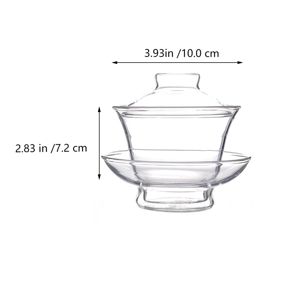 TOYANDONA Tazza da tè trasparente con coperchio in vetro spesso cinese, tradizionale, resistente al calore, fatta a mano, per tè Gongfu